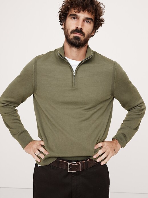 Italian Merino Half-Zip Sweater Banana Republic