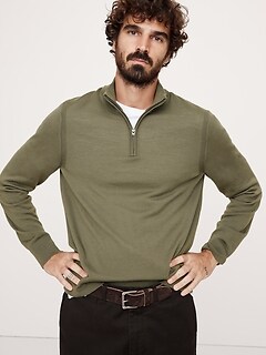 トップス ferrante / half zip wool knit sweater M Ferrante: Serafino Quarter Zip Sweater - Blue | Gotengo Menswear