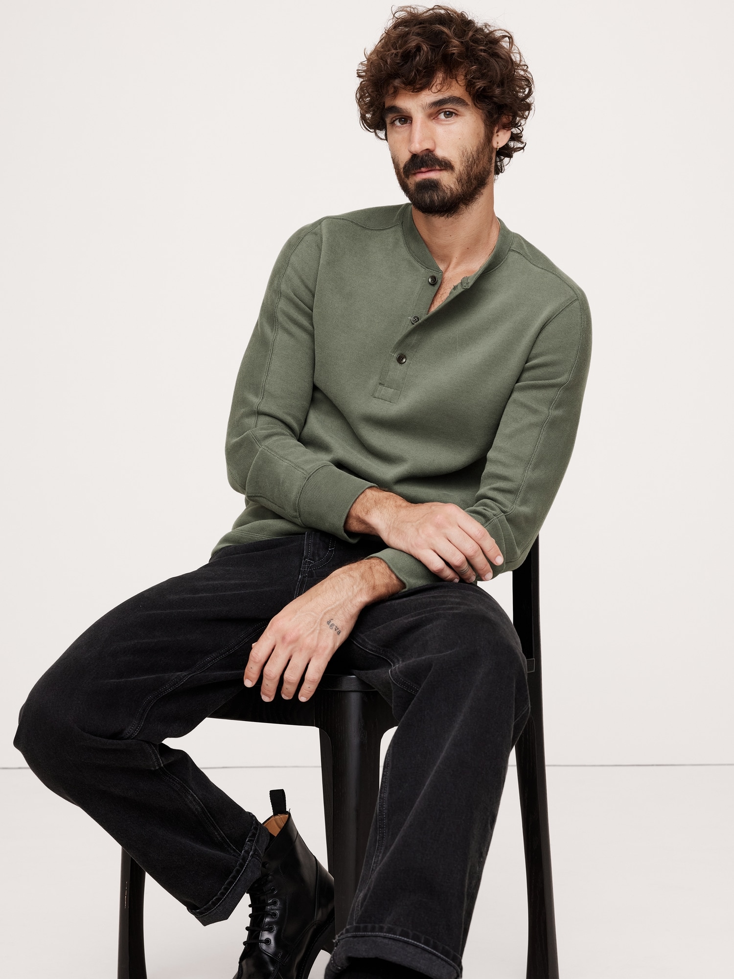 Double-Knit Henley T-Shirt