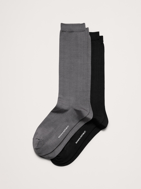 CHAUSSETTES HABILLÉES EN MÉLANGE DE SOIE (PAQUET DE DEUX PAIRES)