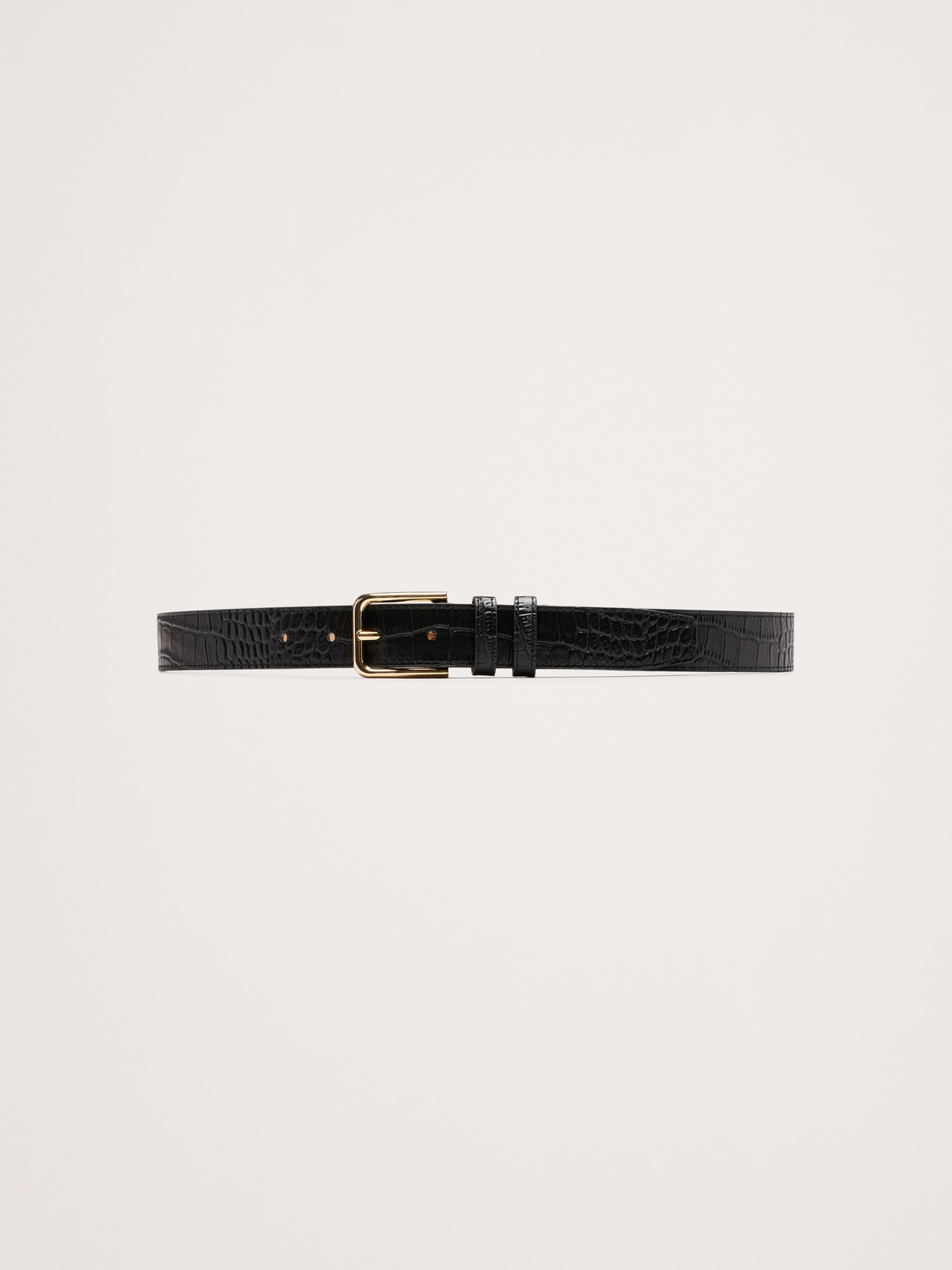 Topstitched Embossed Leather Belt