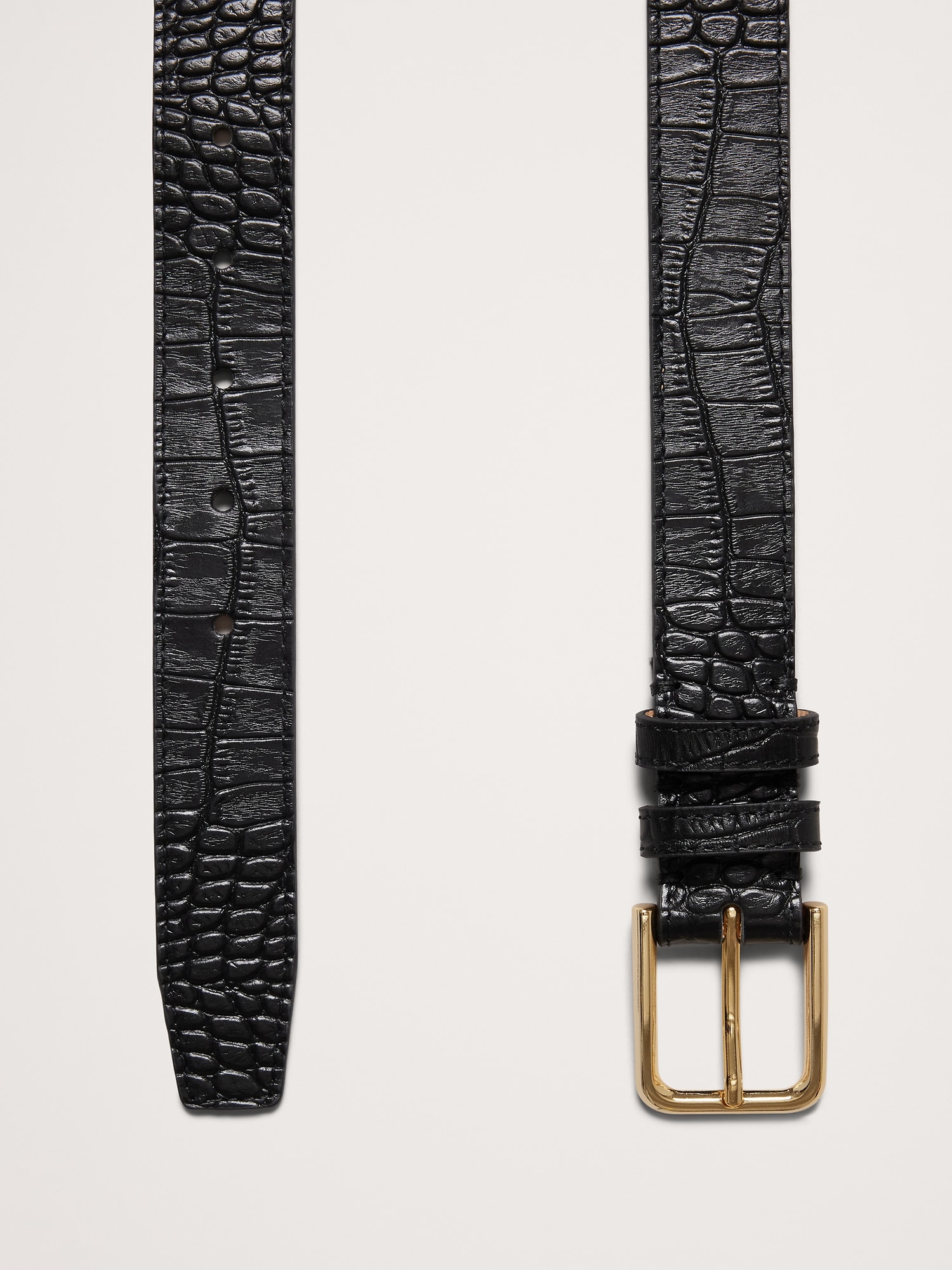 Topstitched Embossed Leather Belt