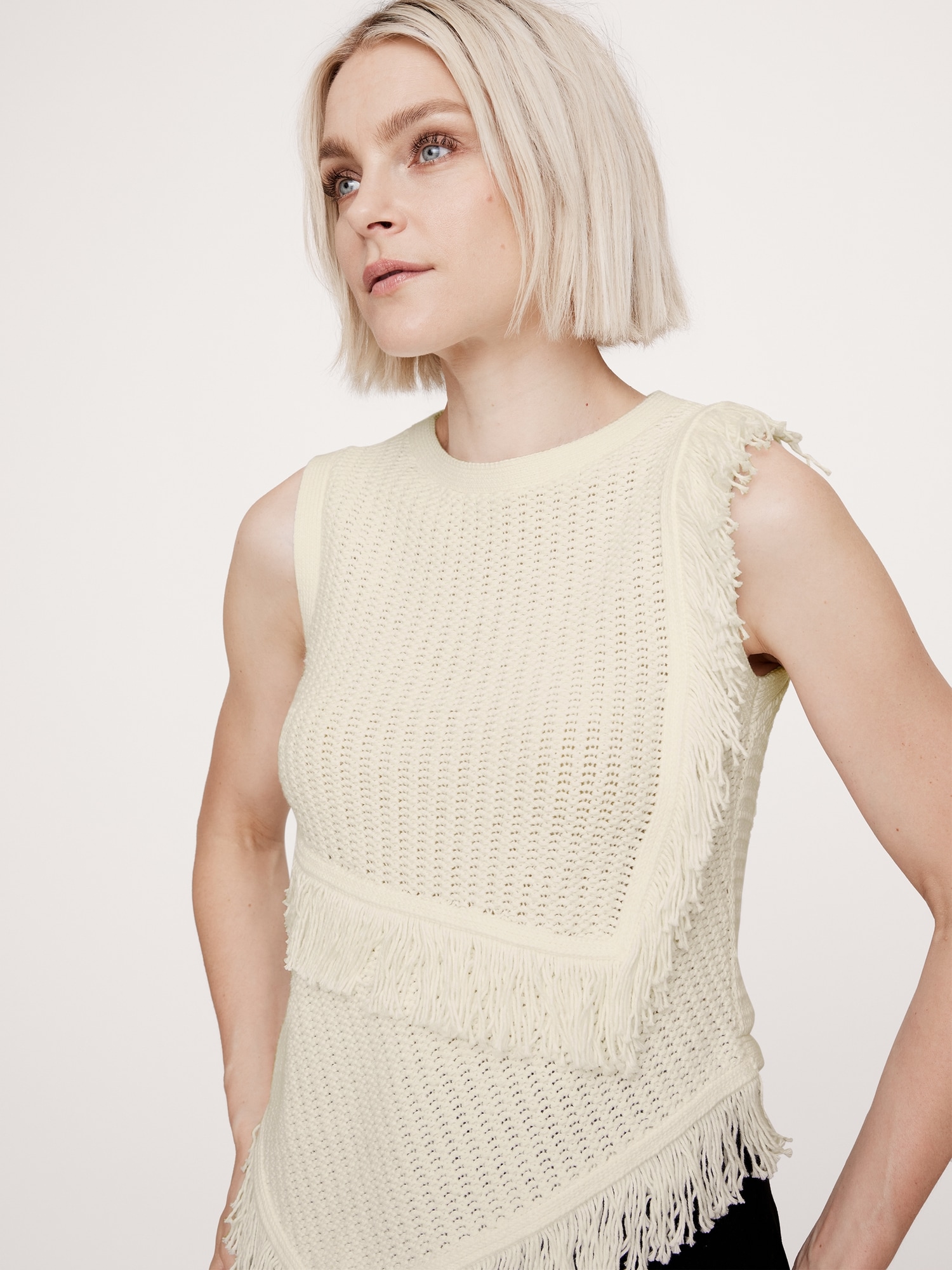 Camisole en tricot de coton à franges