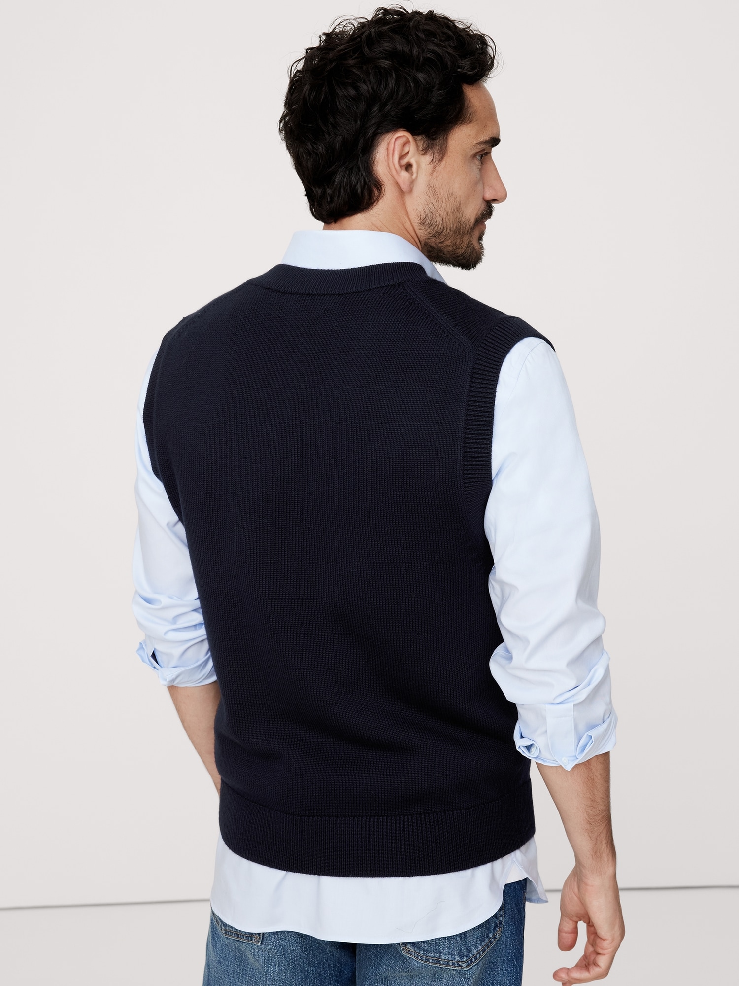 Gilet en tricot de laine mérinos