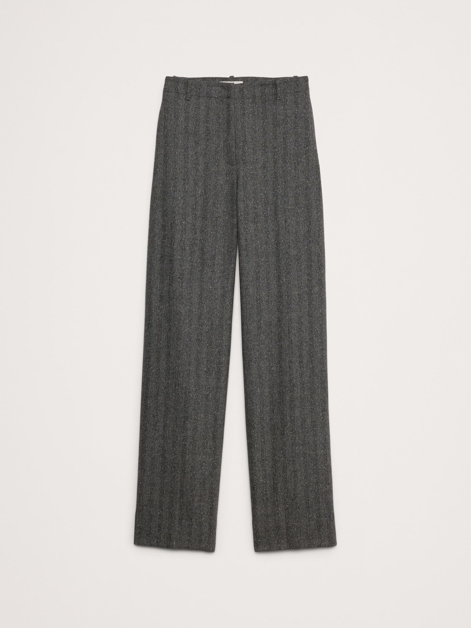 High-Rise Modern Straight Herringbone Pant