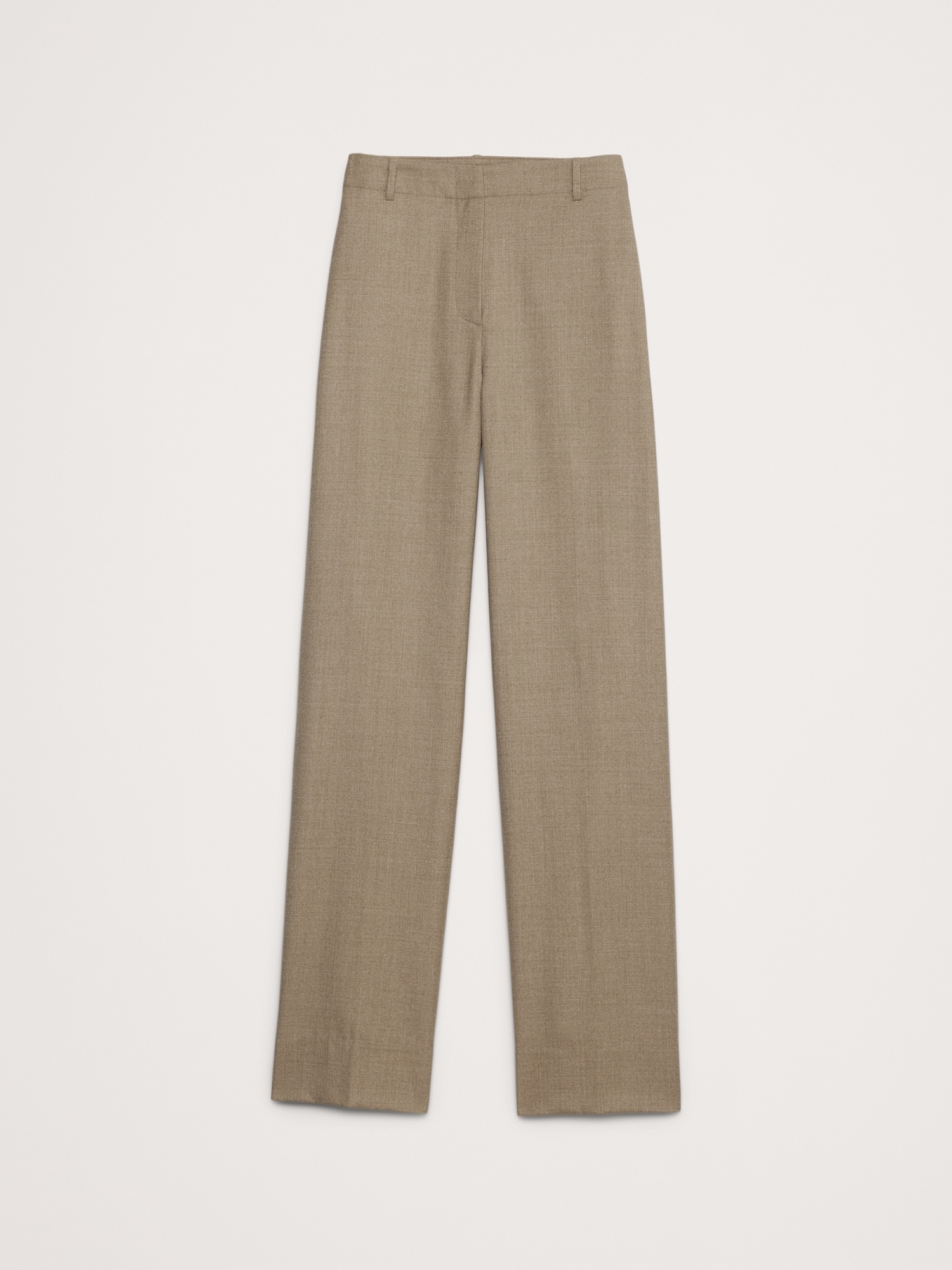 Pantalon droit moderne à taille haute en flanelle de laine légère