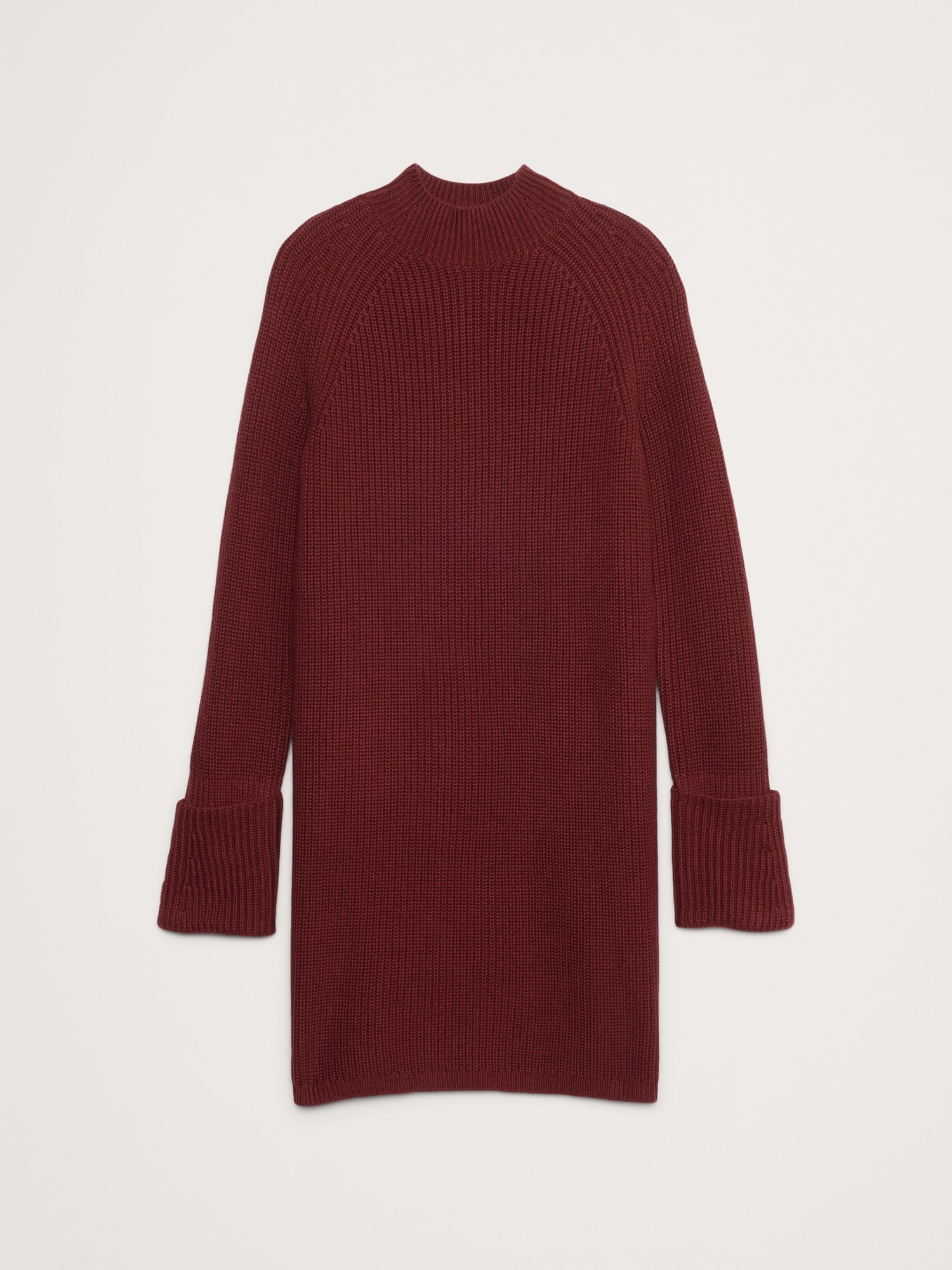 Cotton-Wool Mock-Neck Mini Sweater Dress