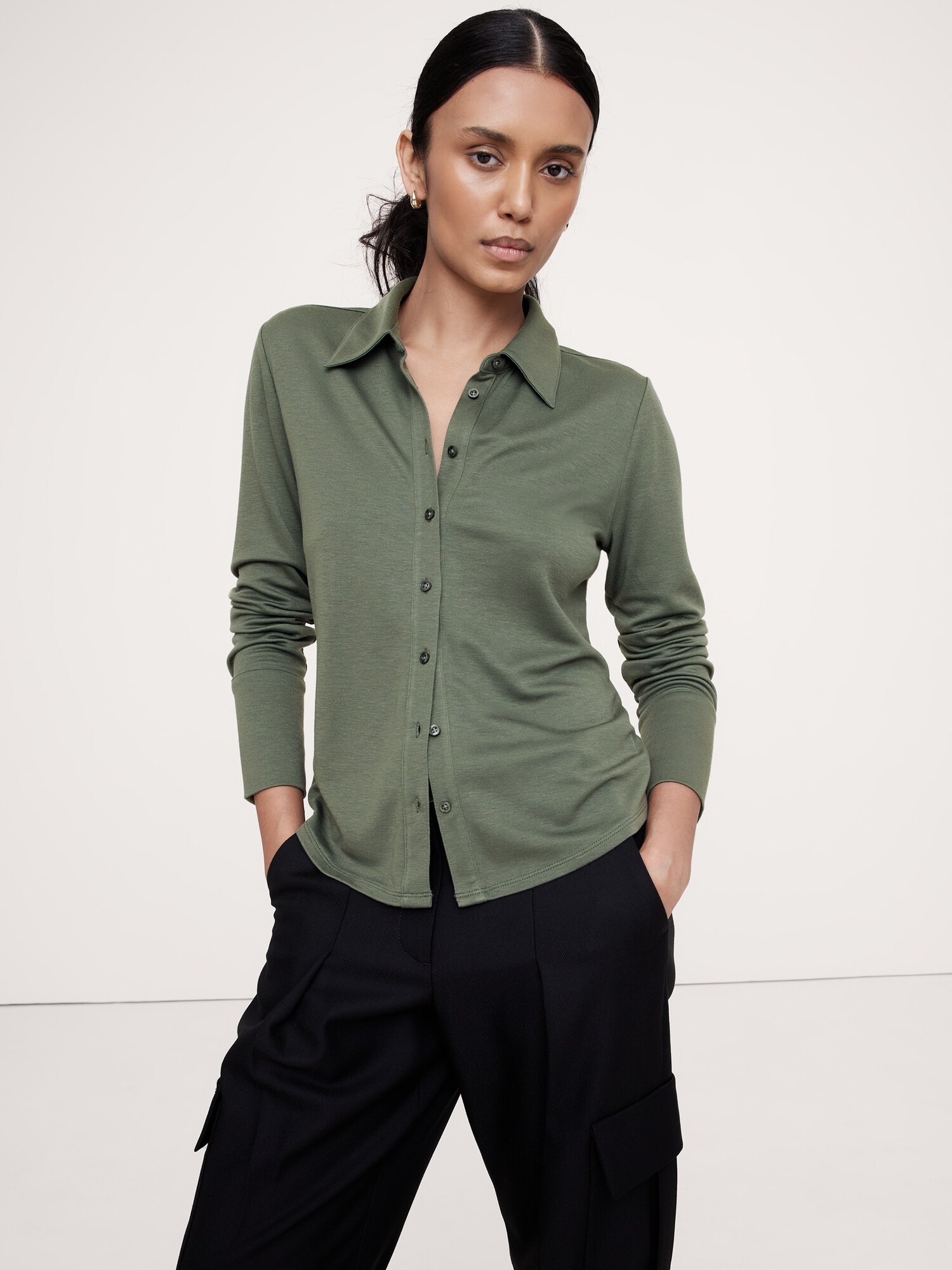 Essential Long Sleeve Polo Banana Republic