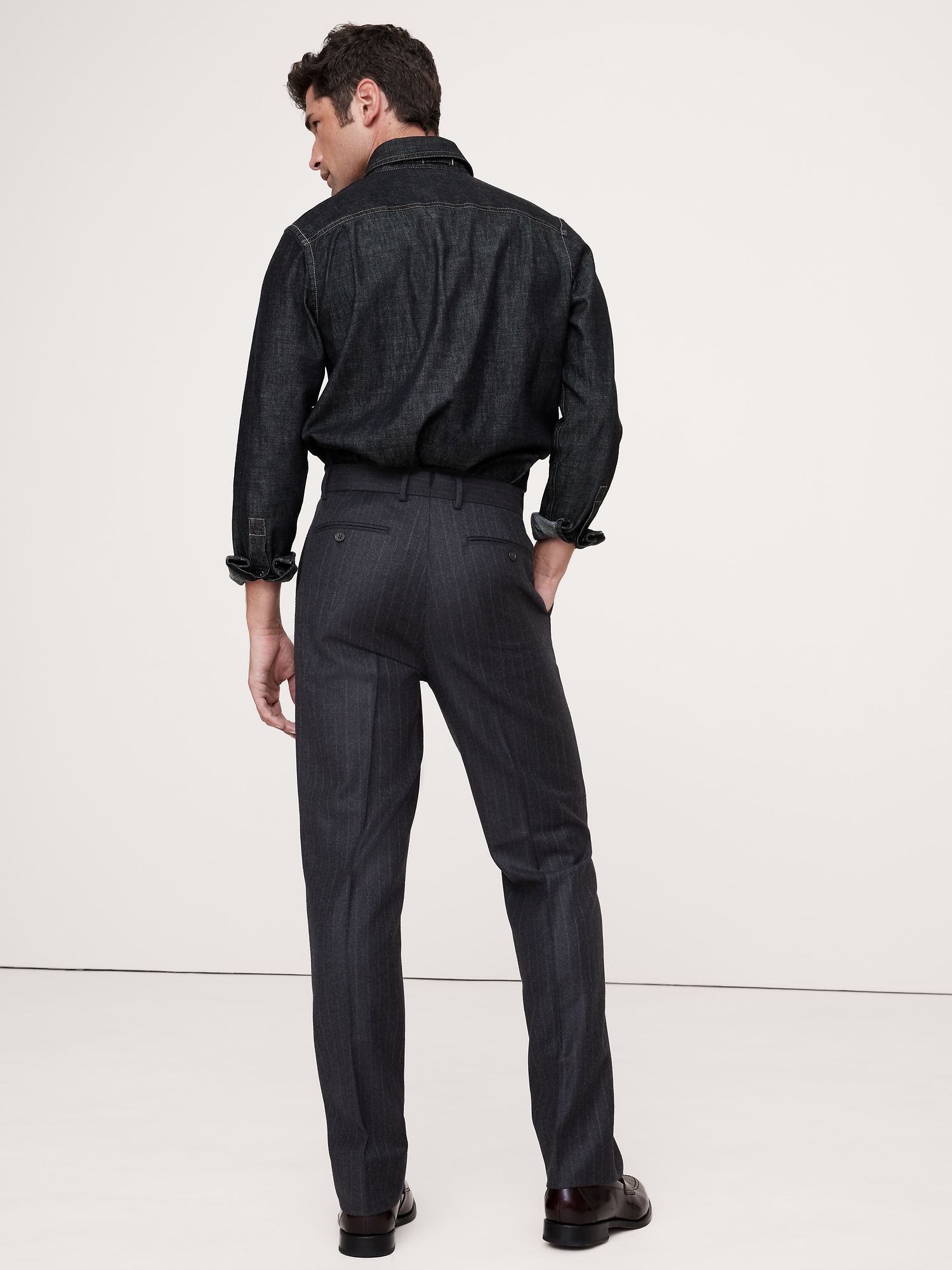 Pantalon de complet en flanelle de laine italienne exclusive