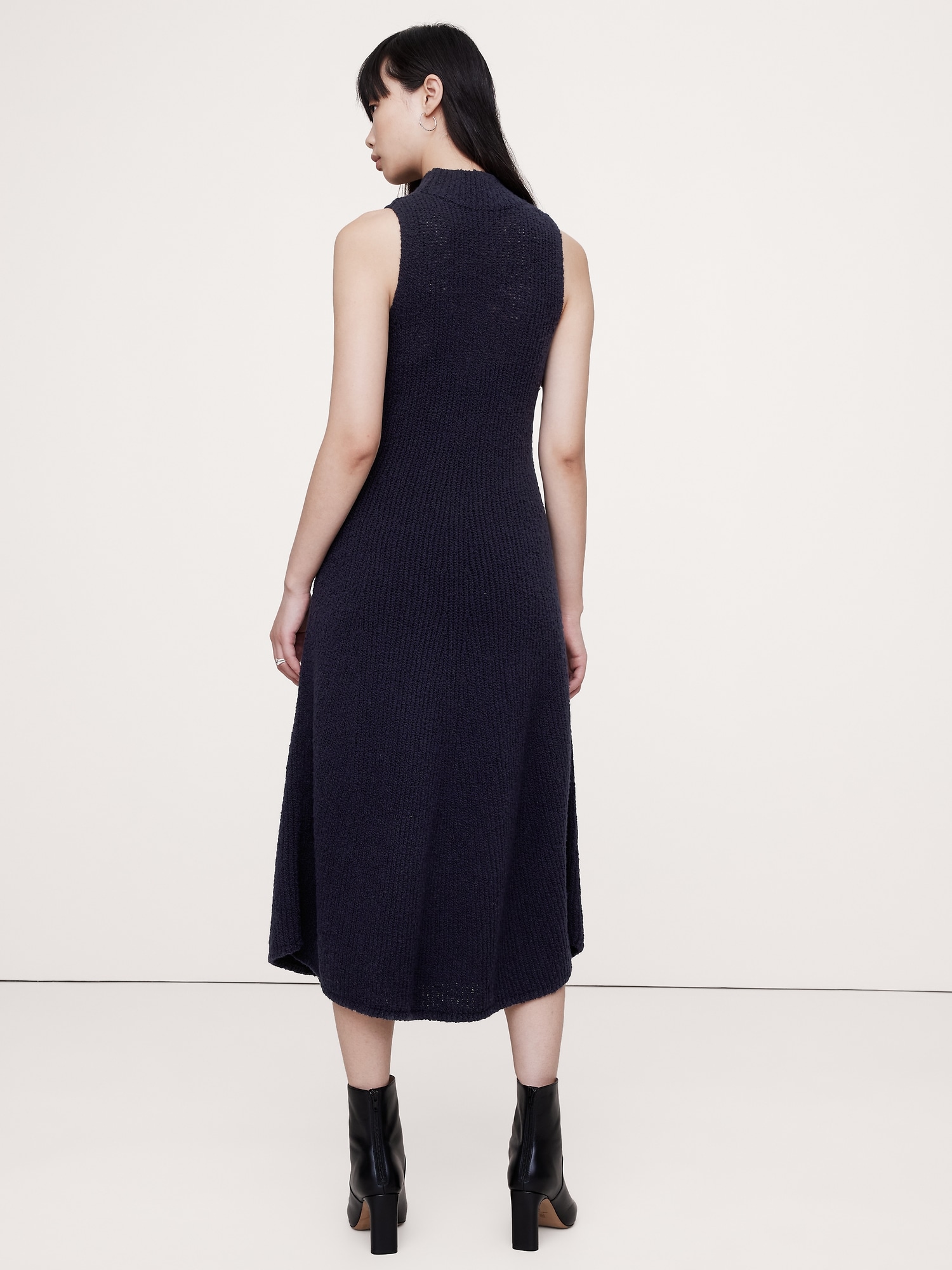 Merino-Blend Mock-Neck Midi Sweater Dress