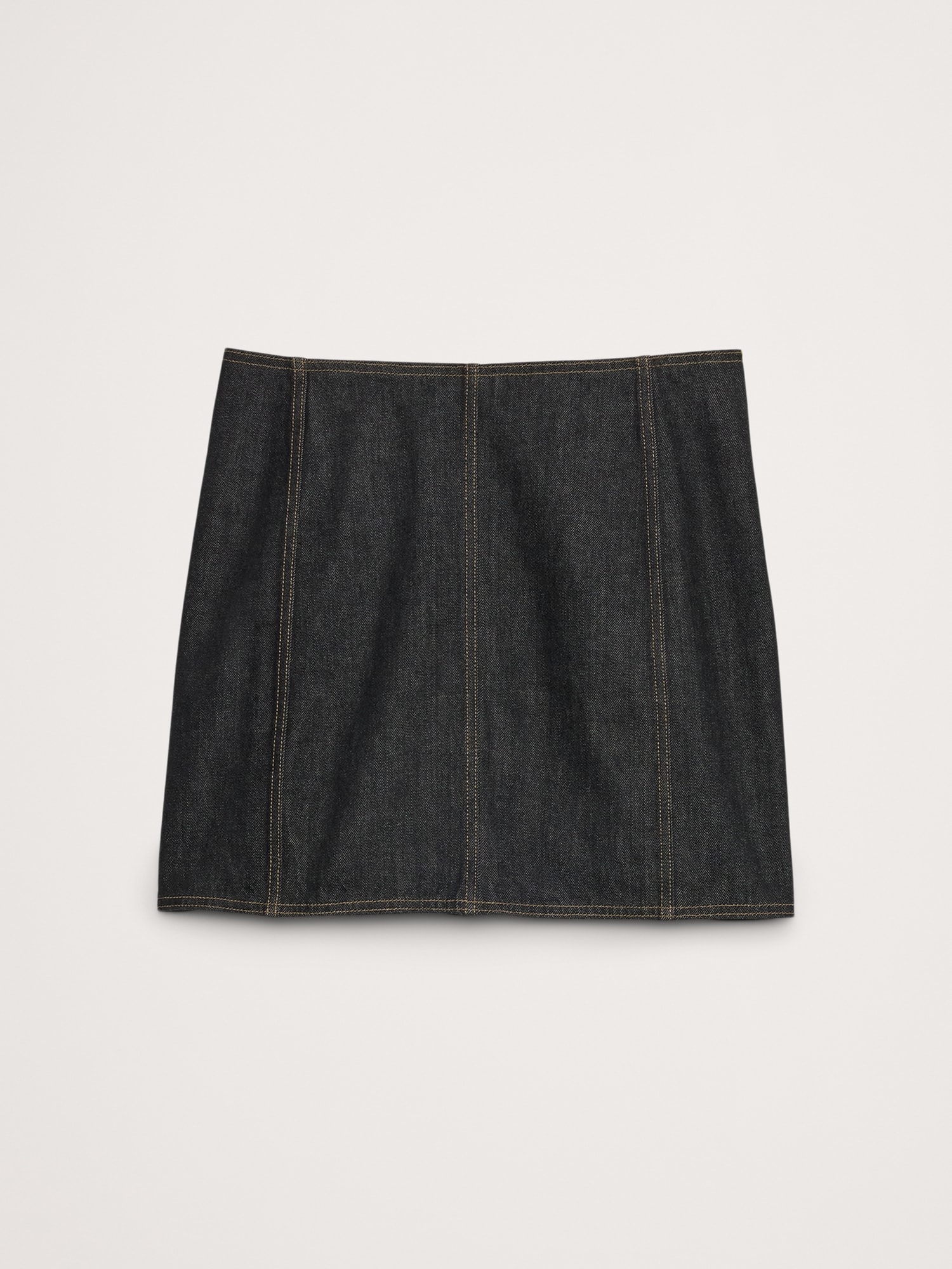 Paneled Denim Mini Skirt