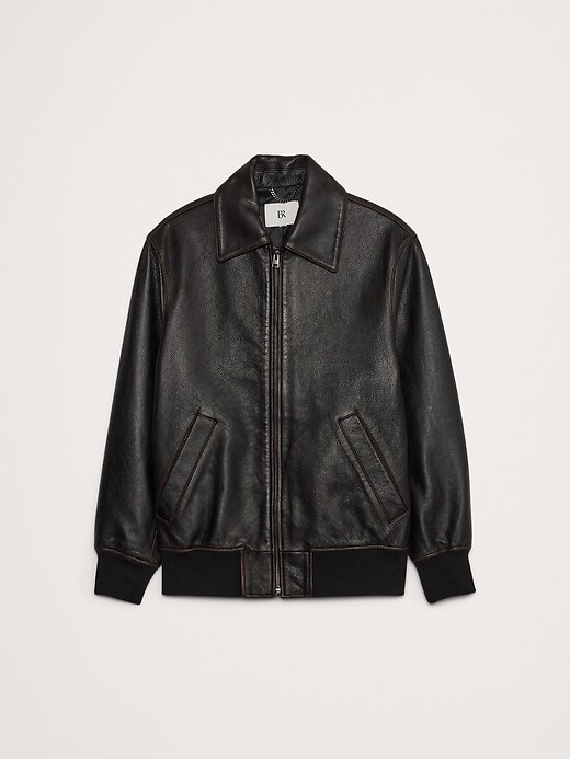 Oversized Leather Bomber Jacket | Banana Republic