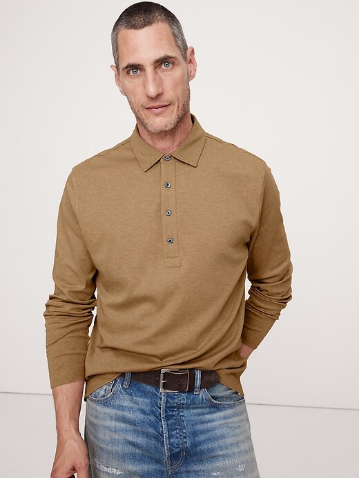 Luxury-Touch Long-Sleeve Polo Banana Republic