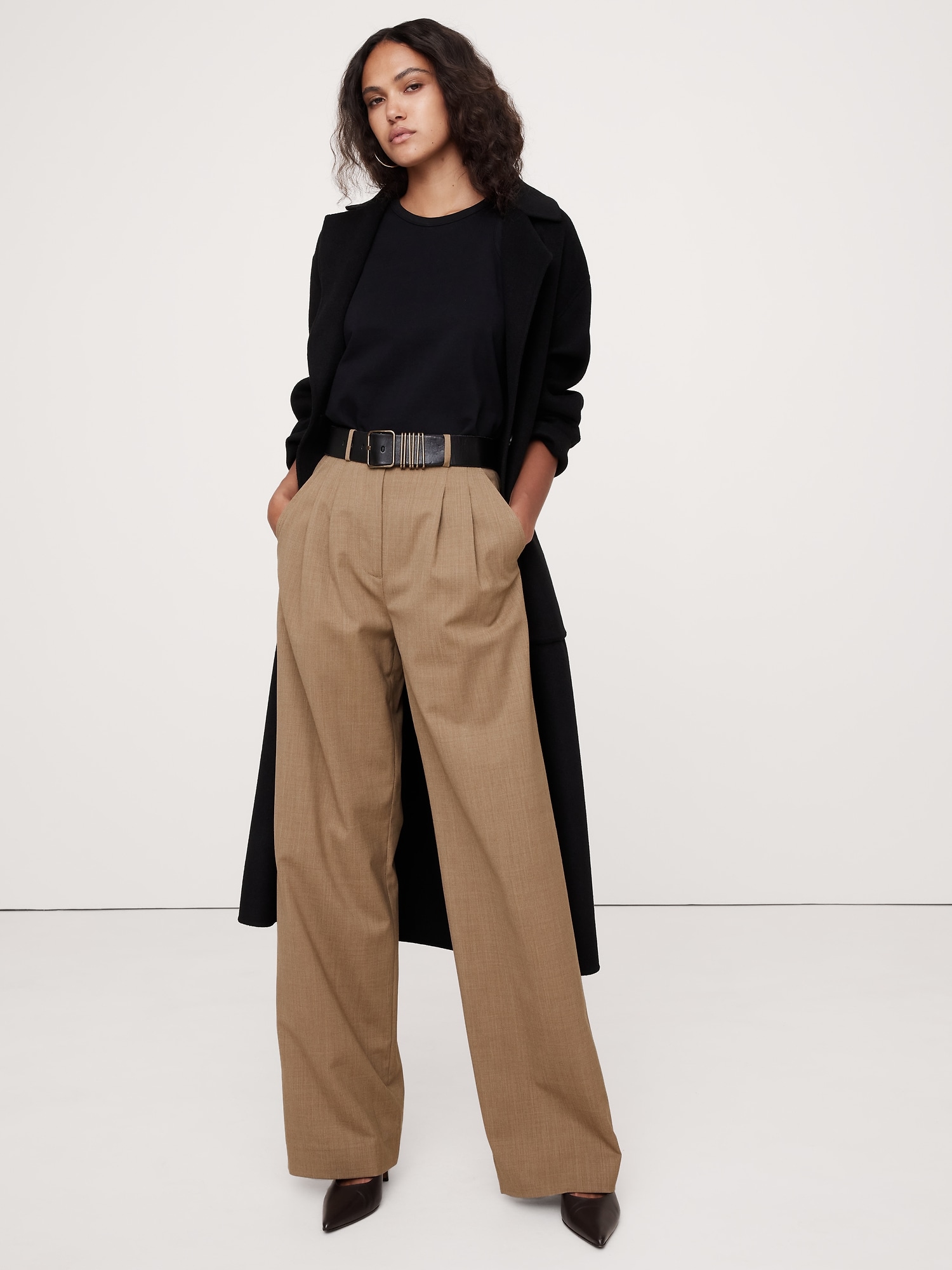 Soho High-Rise Wide-Leg Italian Wool Pant