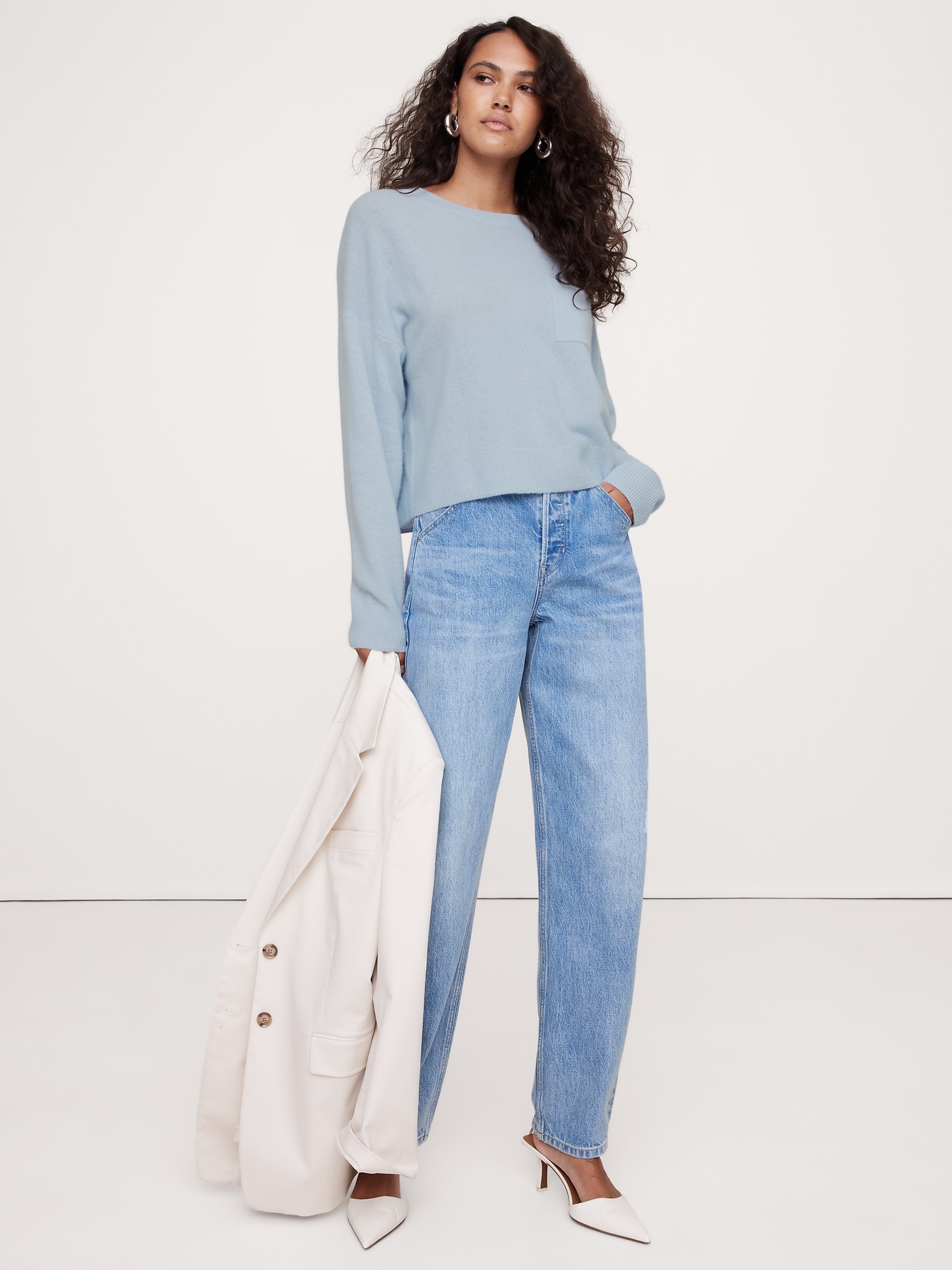 Lightweight Cashmere Cropped Sweater