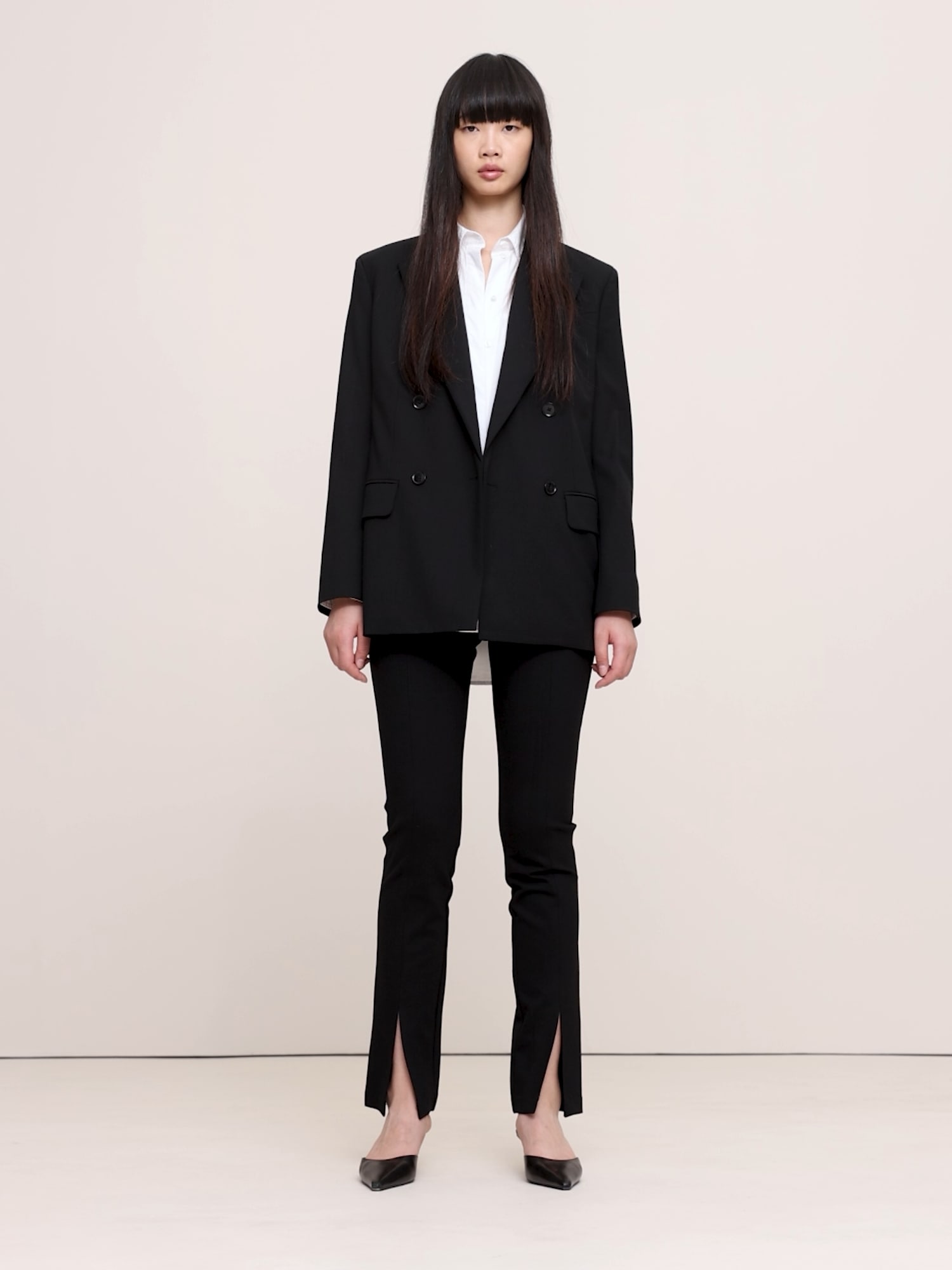 L'image numéro 2 présente Pantalon ultra-étroit à ourlet fendu Tout-aller en tricot point de Rome
