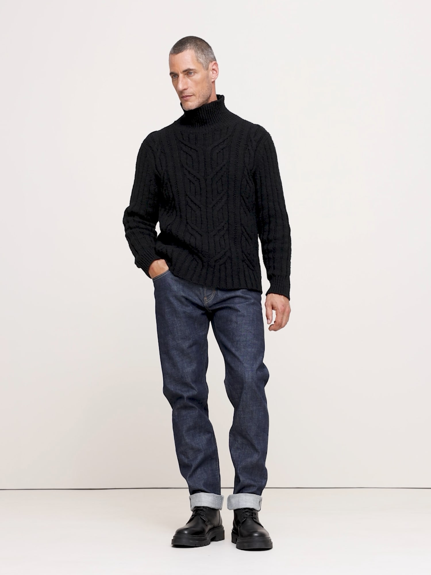 Cotton-Wool Cable-Knit Sweater