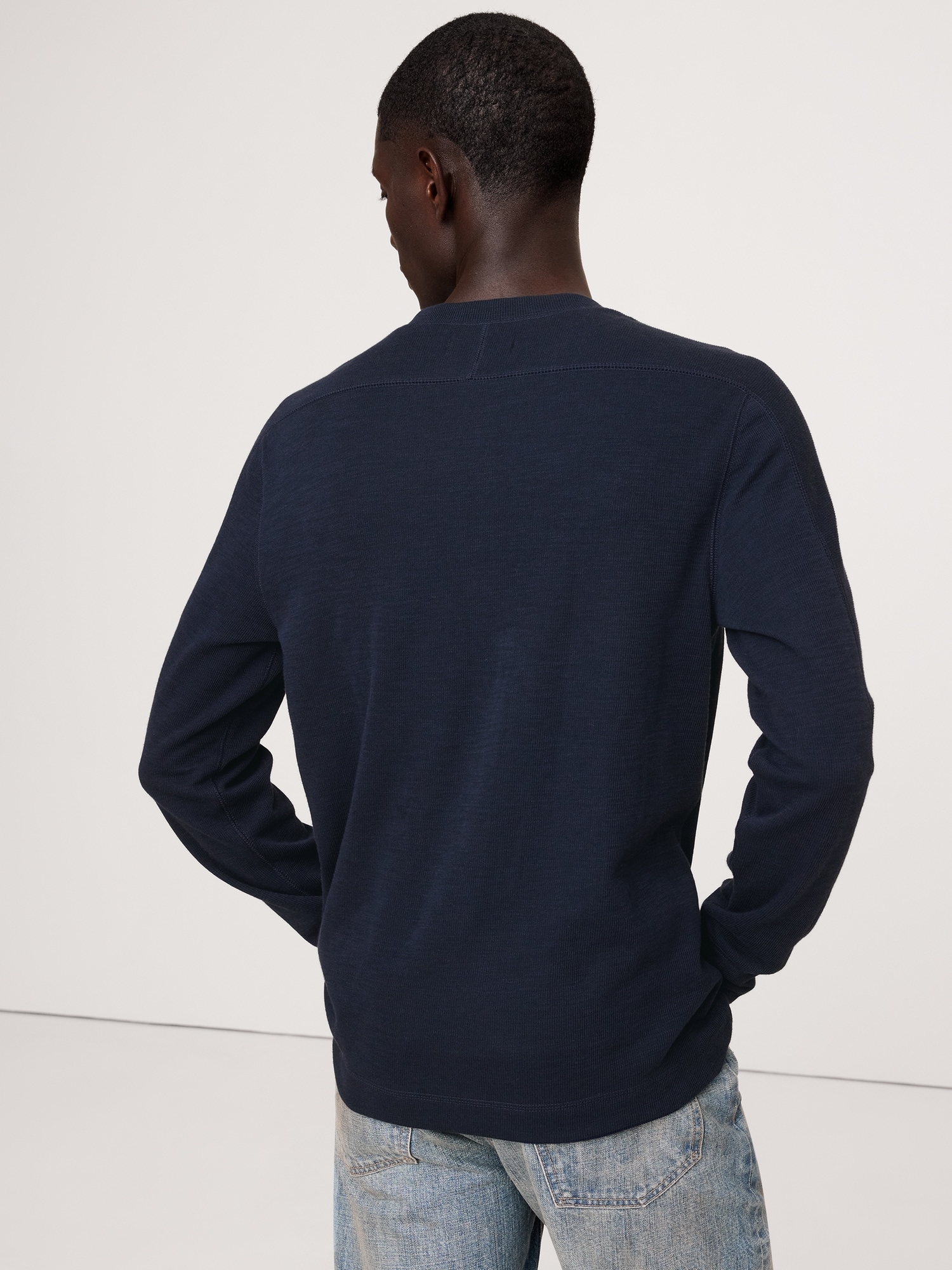 Slub Double-Knit Henley T-Shirt