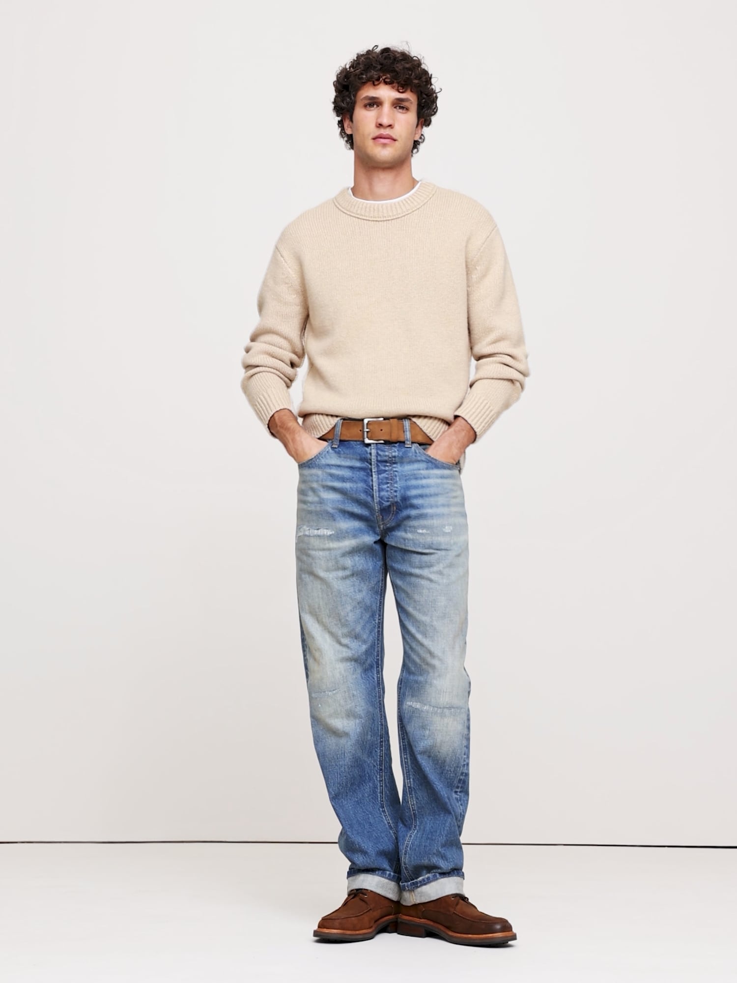 Image number 2 showing, Relaxed Wool-Cotton Crew-Neck Sweater