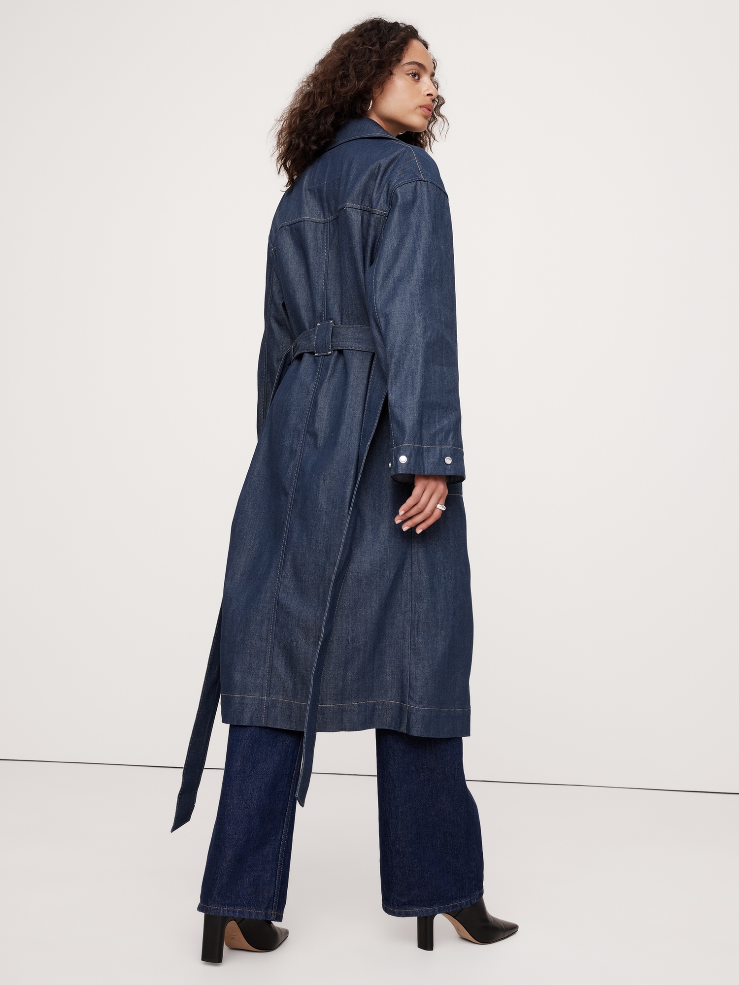 Oversized Denim Trench Coat