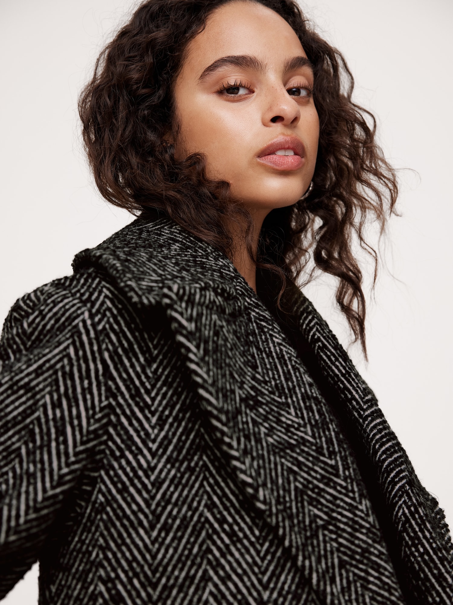 Oversized Herringbone Car Coat