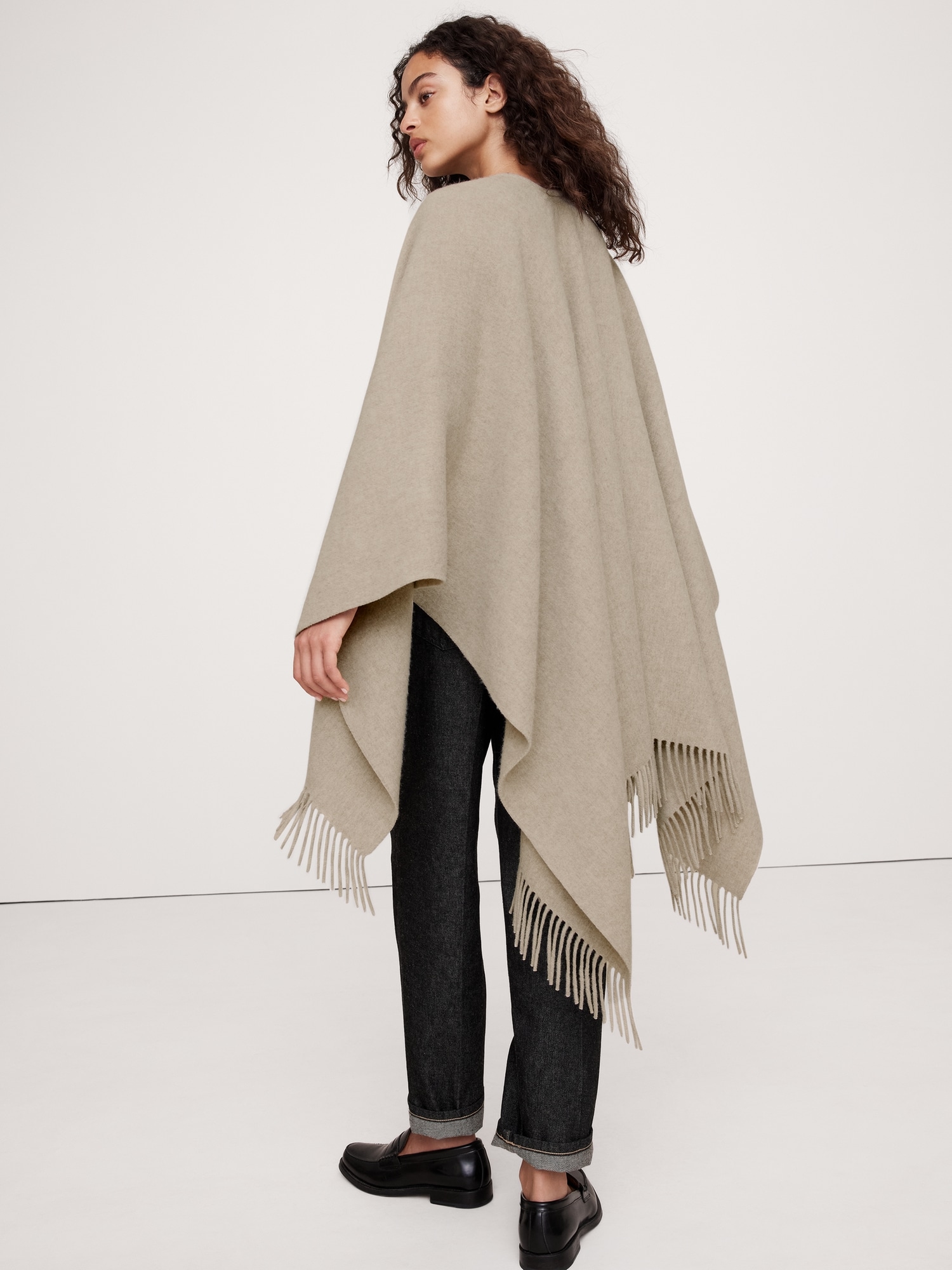 Stripe Wool Poncho