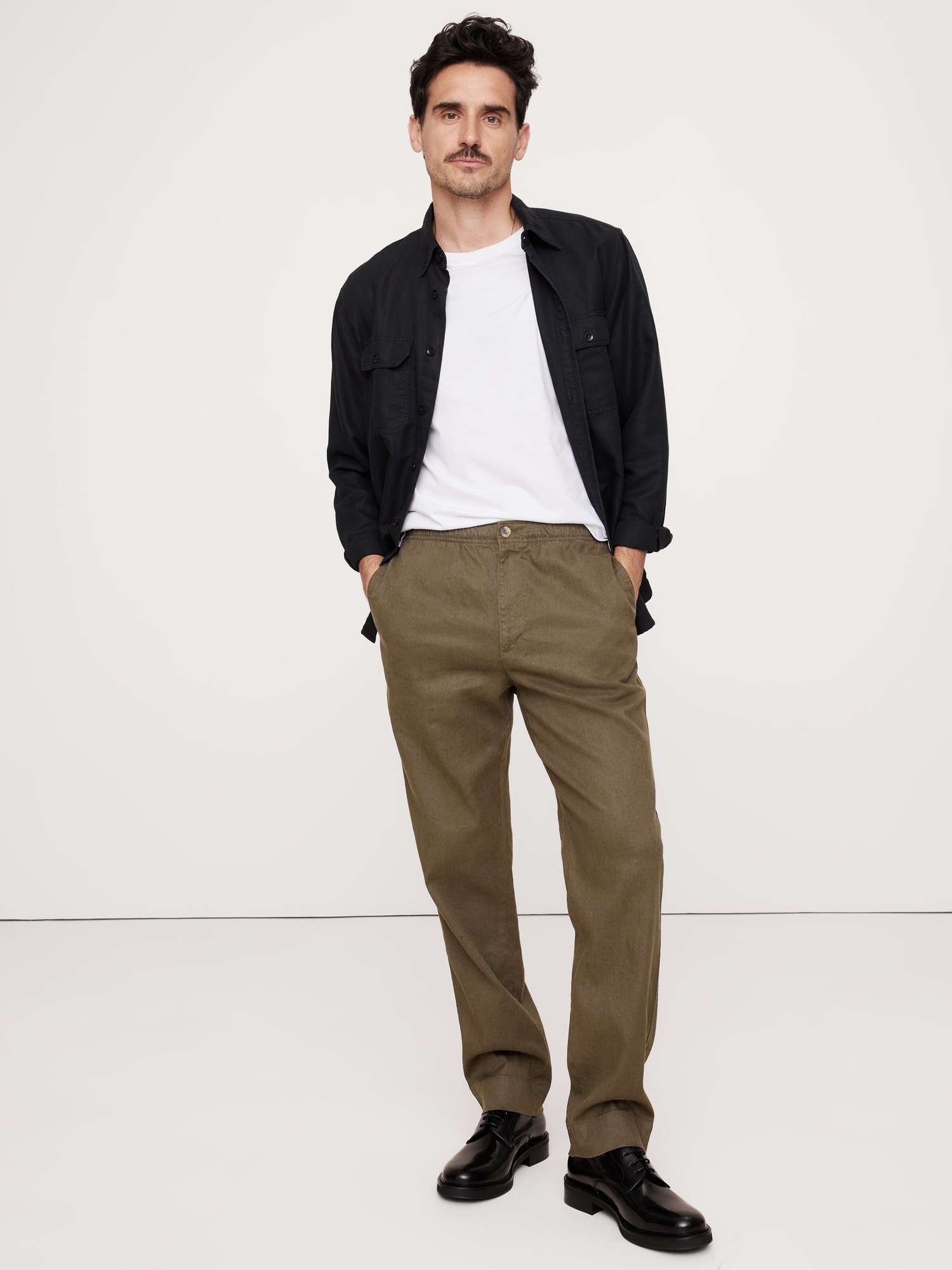 Italian Linen-Cotton Pull-On Pant