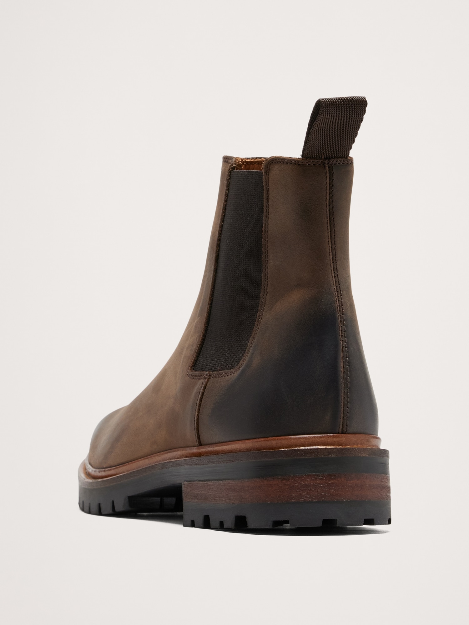 Burnished Italian Leather Chelsea Boot