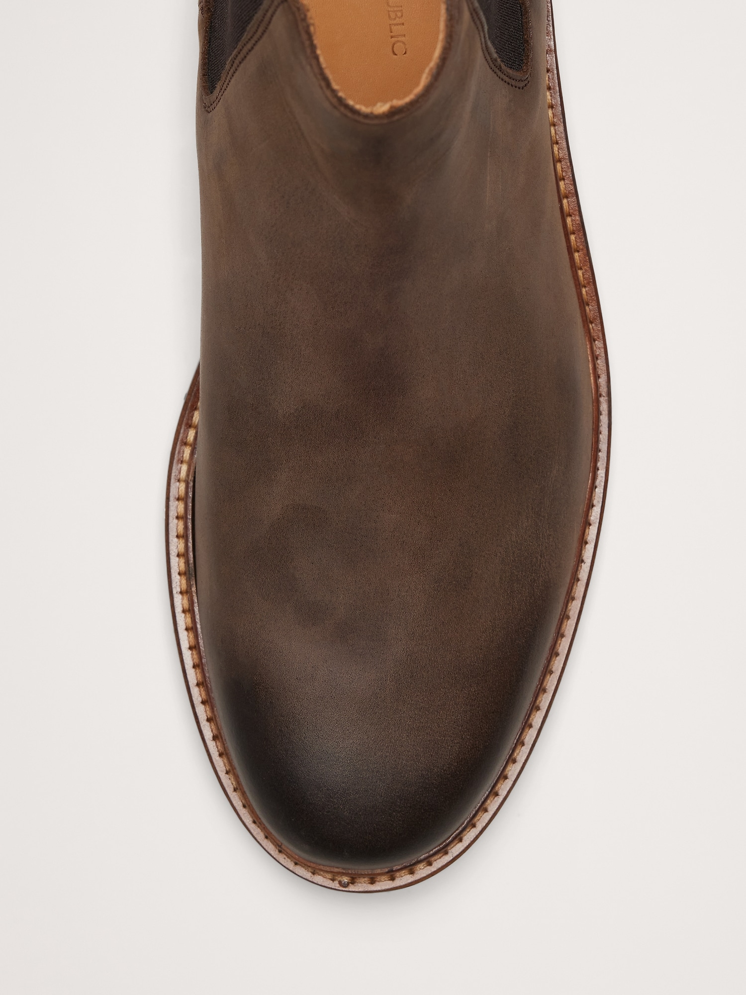 Burnished Italian Leather Chelsea Boot