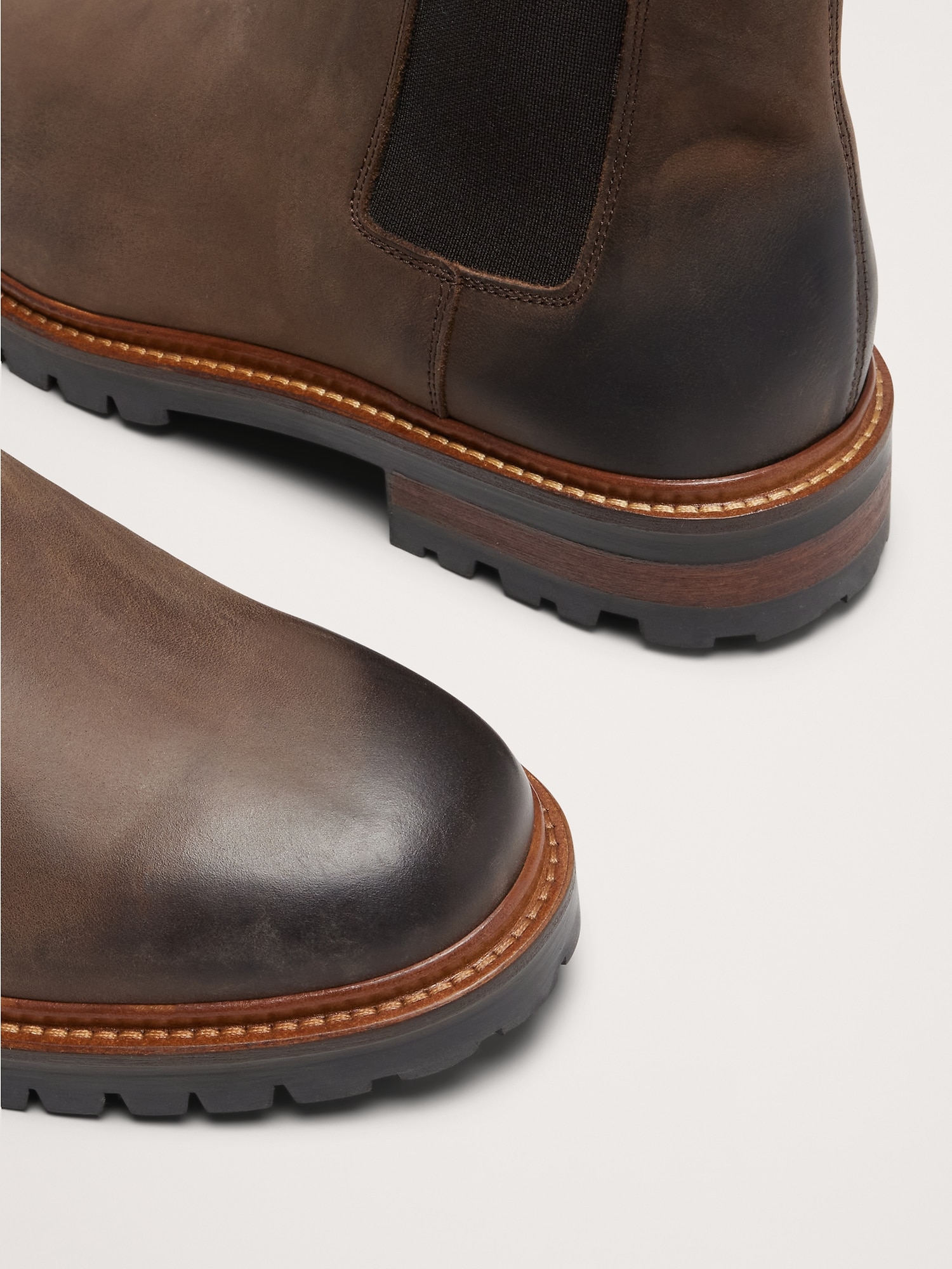 Burnished Italian Leather Chelsea Boot