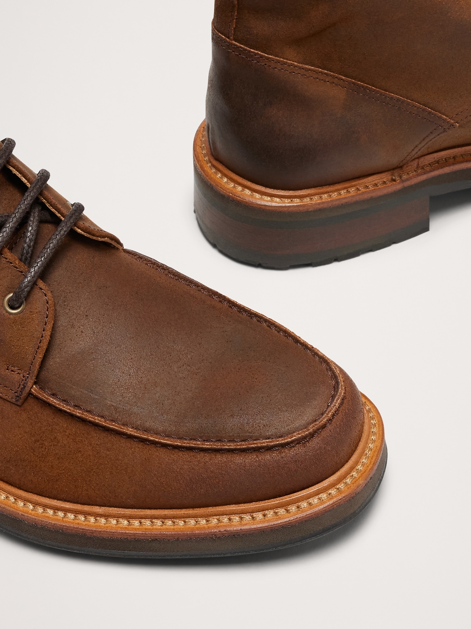 Lace-Up Italian Waxed Suede Boot