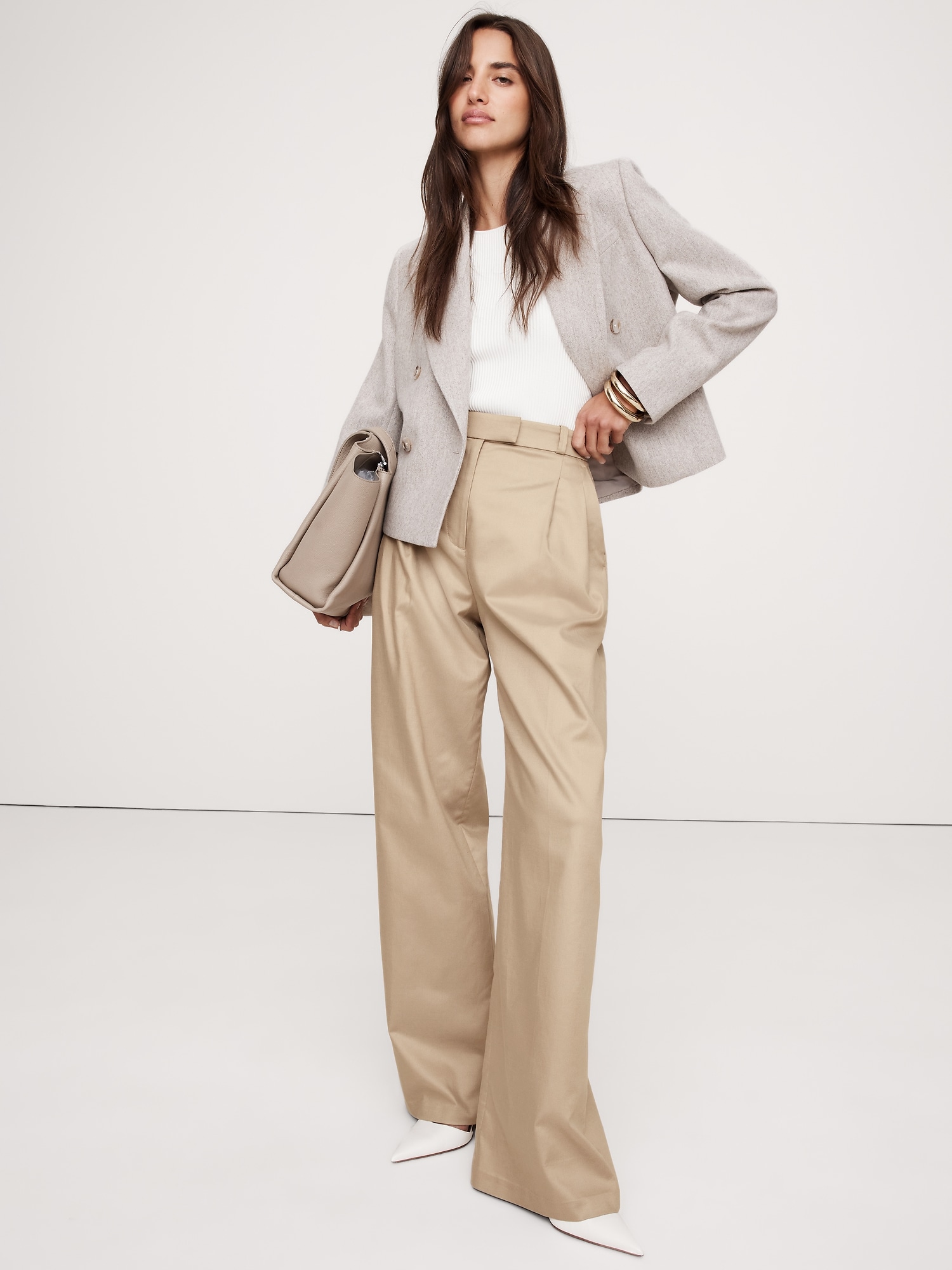 Carmel Pleated Wide-Leg Pant