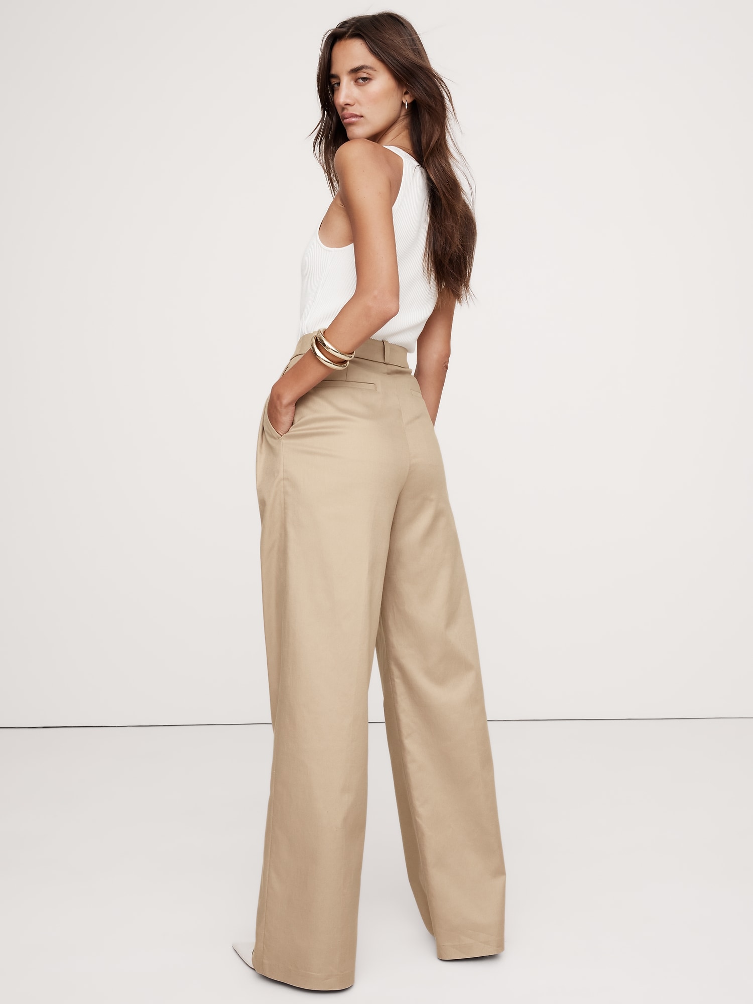 Carmel Pleated Wide-Leg Pant