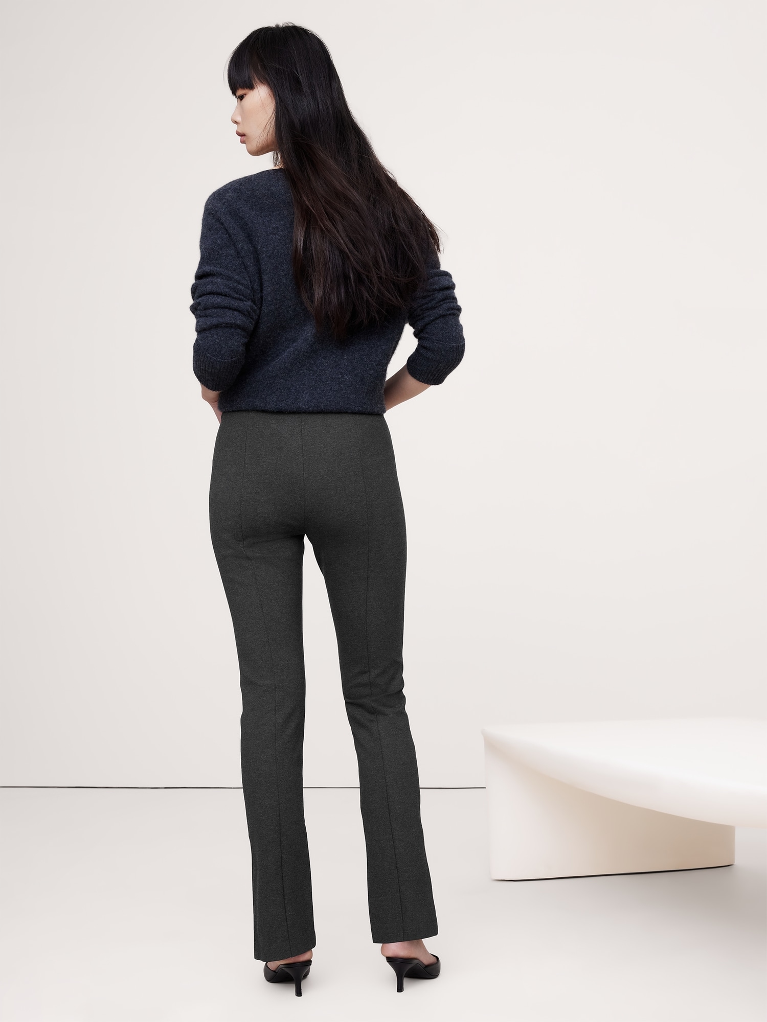 Pantalon ultra-étroit à ourlet fendu Tout-aller en tricot point de Rome