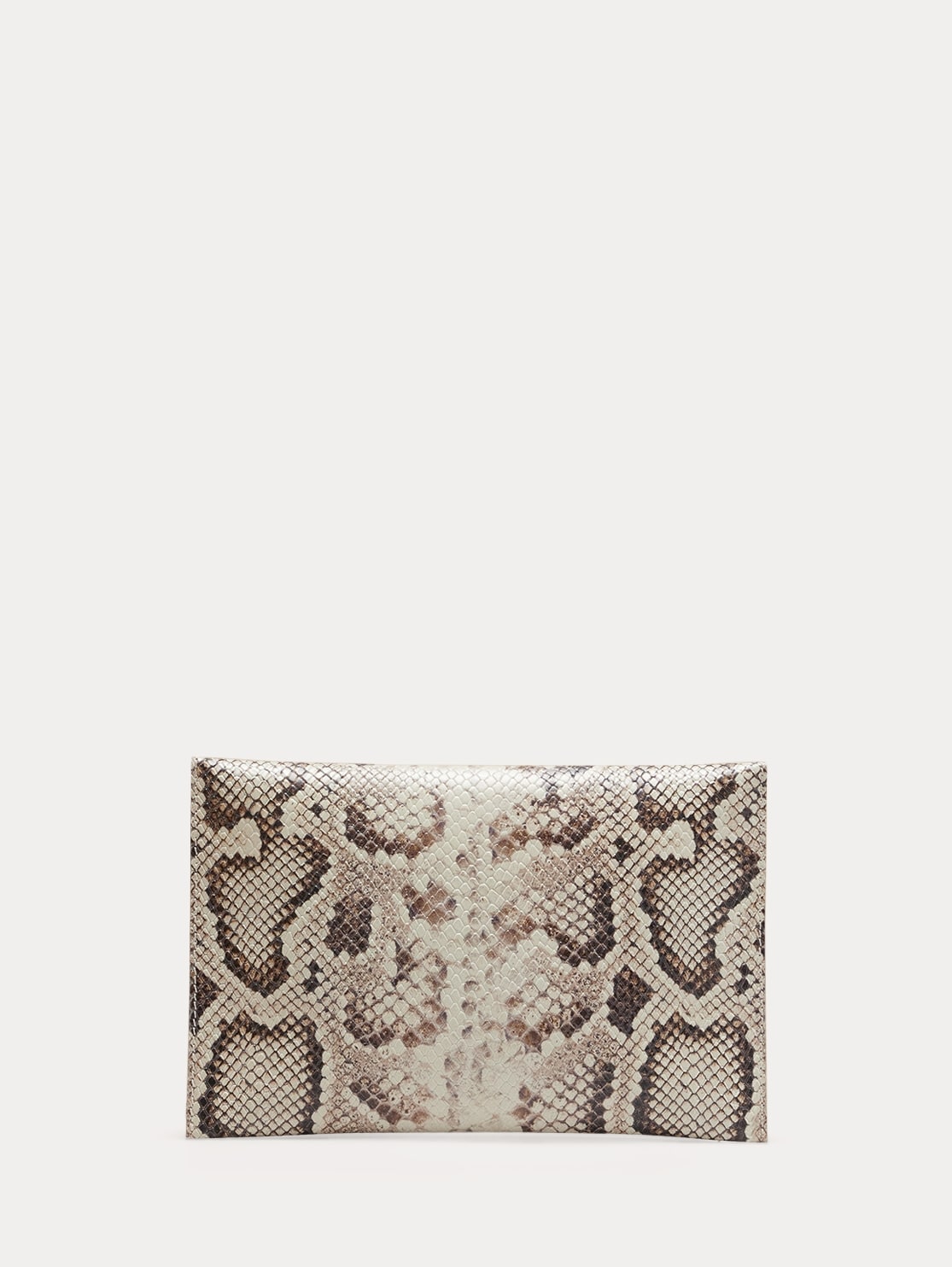 Snake-Print Italian Leather Envelope Pouch