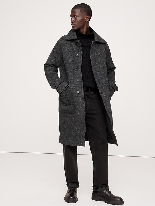 Italian Herringbone Balmacaan Coat | Banana Republic