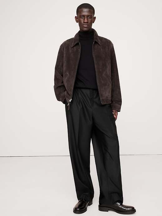Signature Italian Hopsack Wide-Leg Pant | Banana Republic