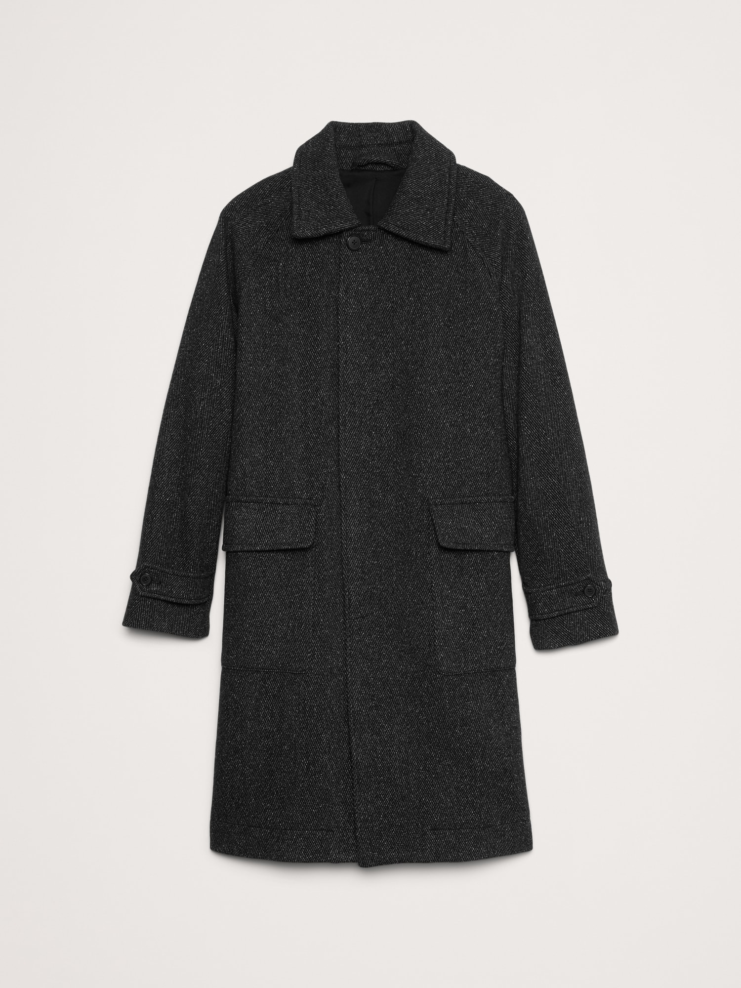 Italian Herringbone Balmacaan Coat