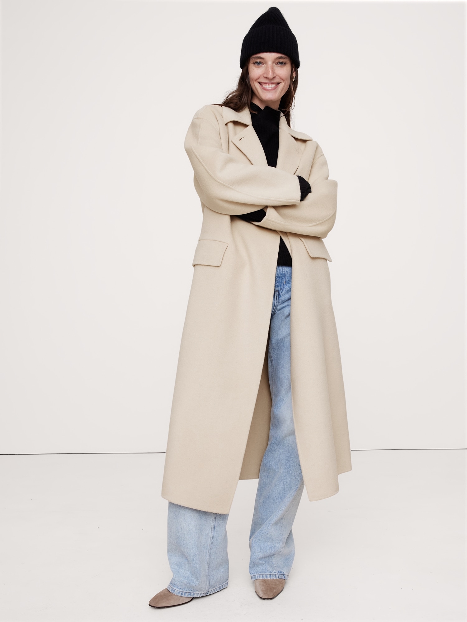 Banana republic double faced wrap coat online