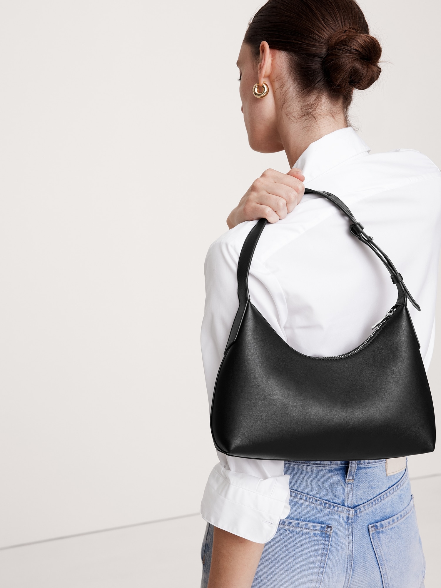 Leather Crescent Shoulder Bag