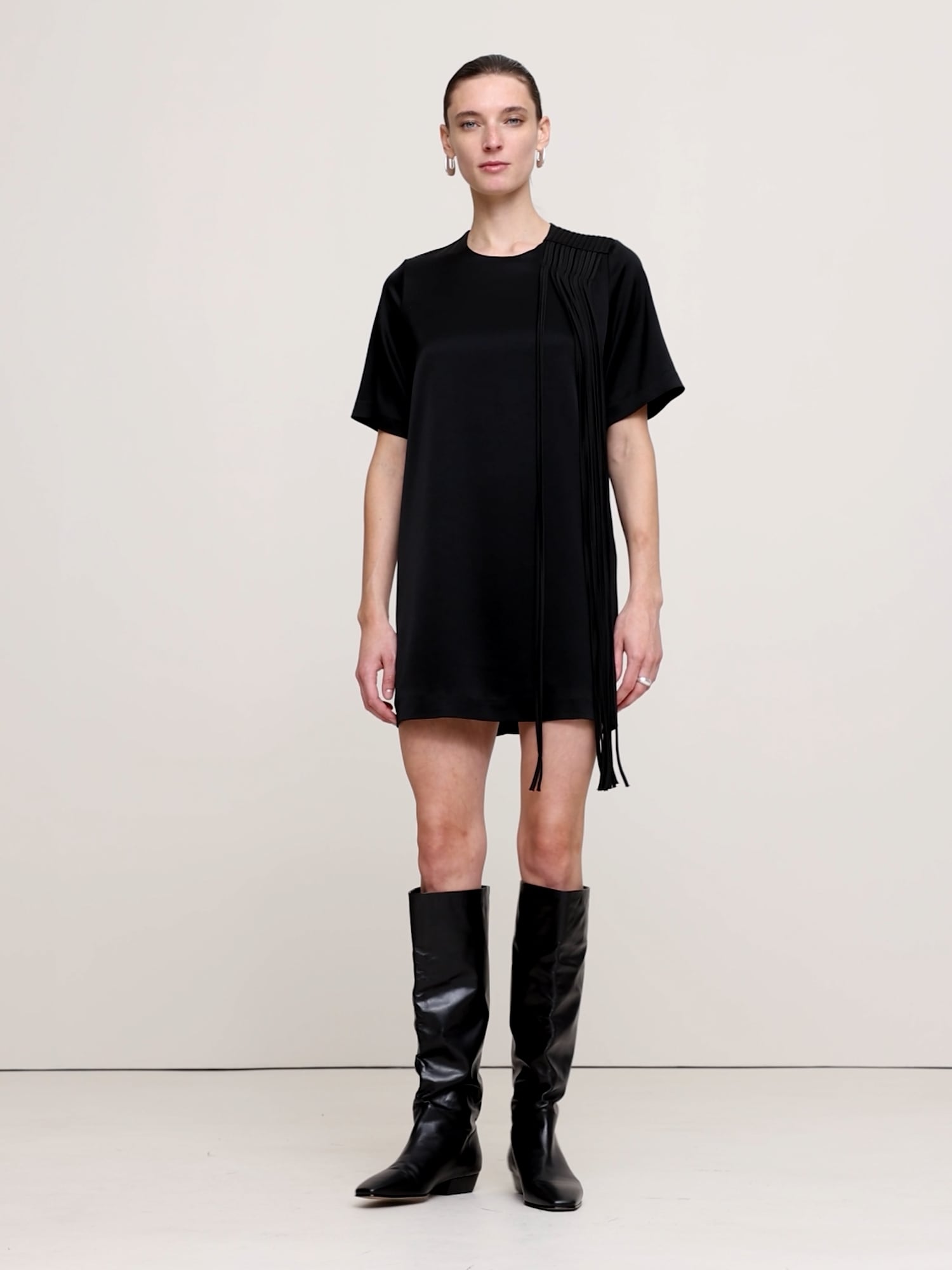 Image number 2 showing, Satin Fringe Shift Dress