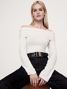 Line & Dot Towne Off Shoulder Top in Ivory | REVOLVE