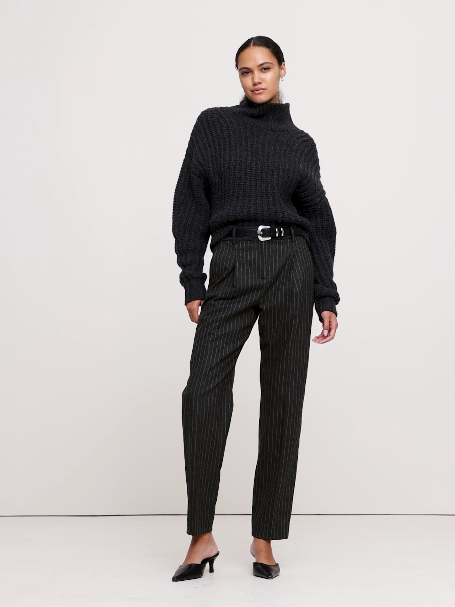 High-Rise Pleated Flannel Pant