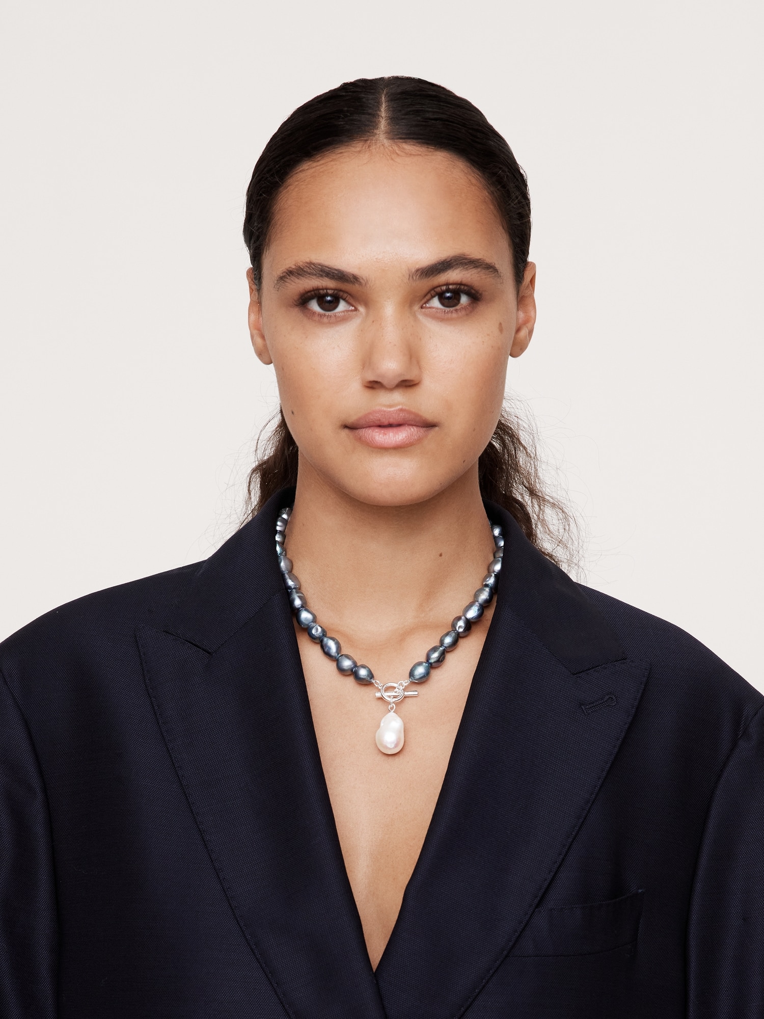 Black Pearl Statement Necklace by Aureus + Argent