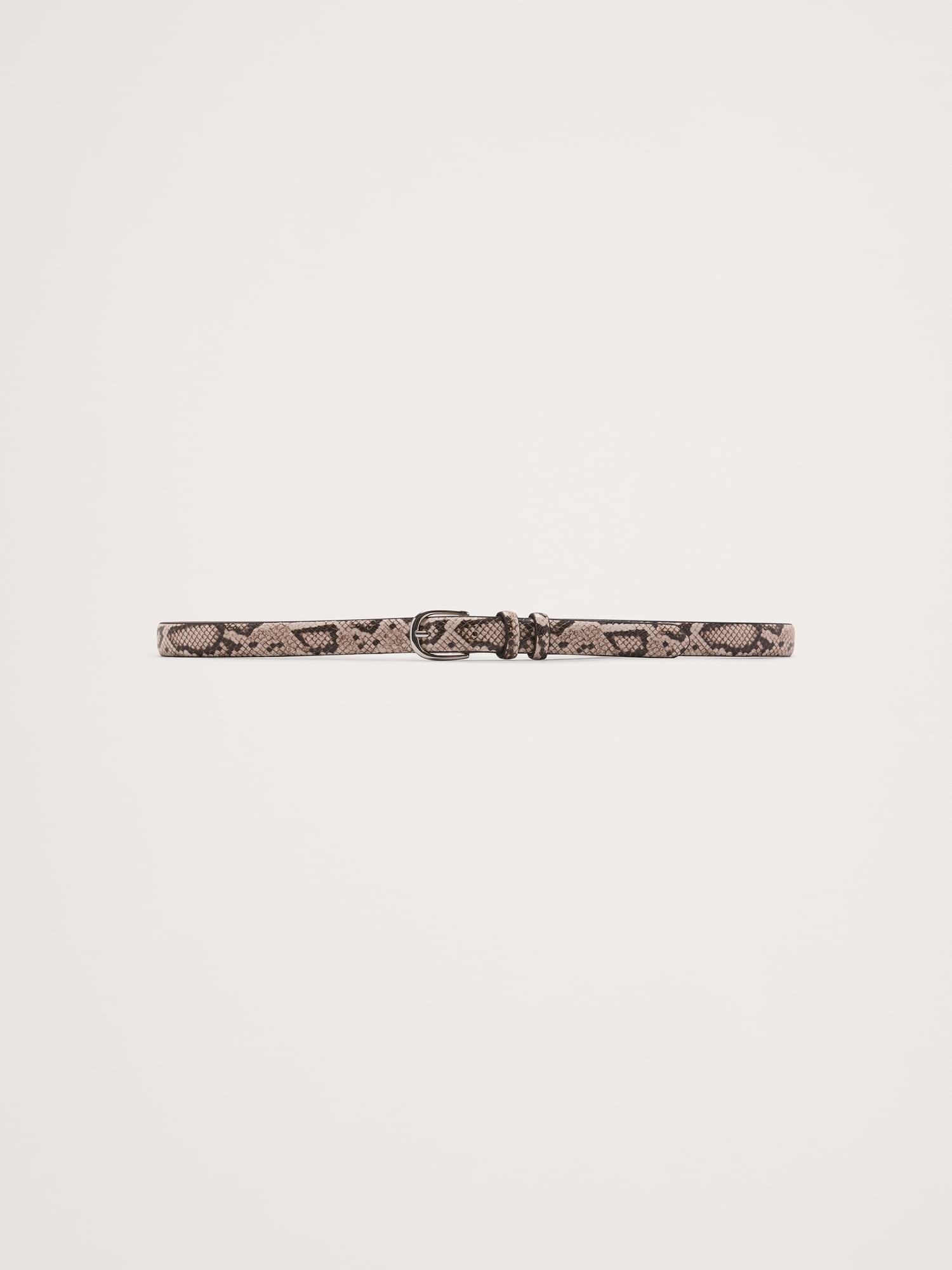 Slim Snake-Print Leather Belt