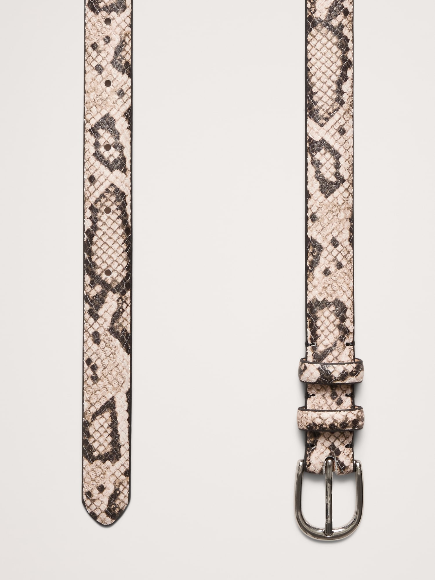 Slim Snake-Print Leather Belt