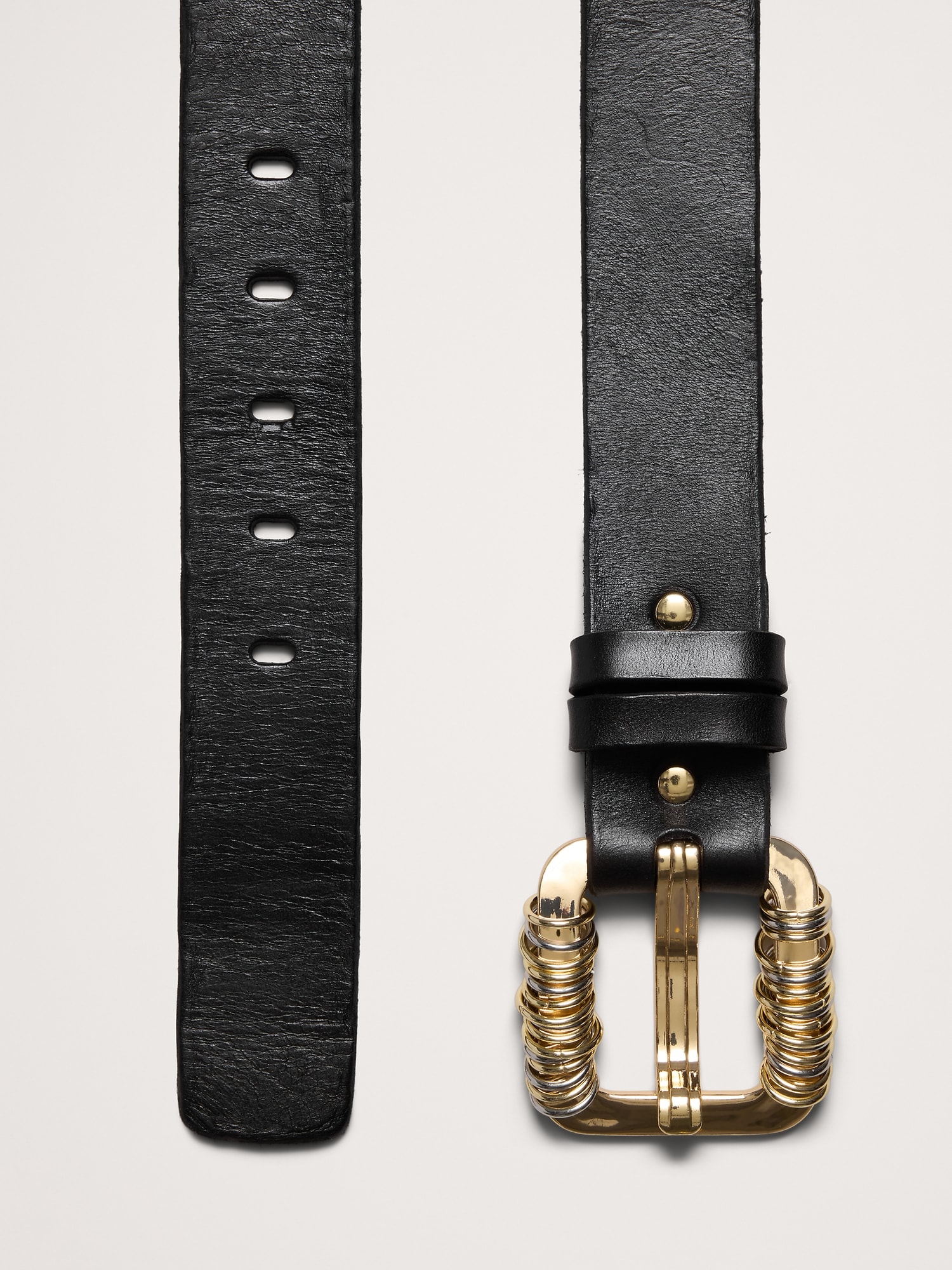 Ceinture en cuir tendance à anneaux