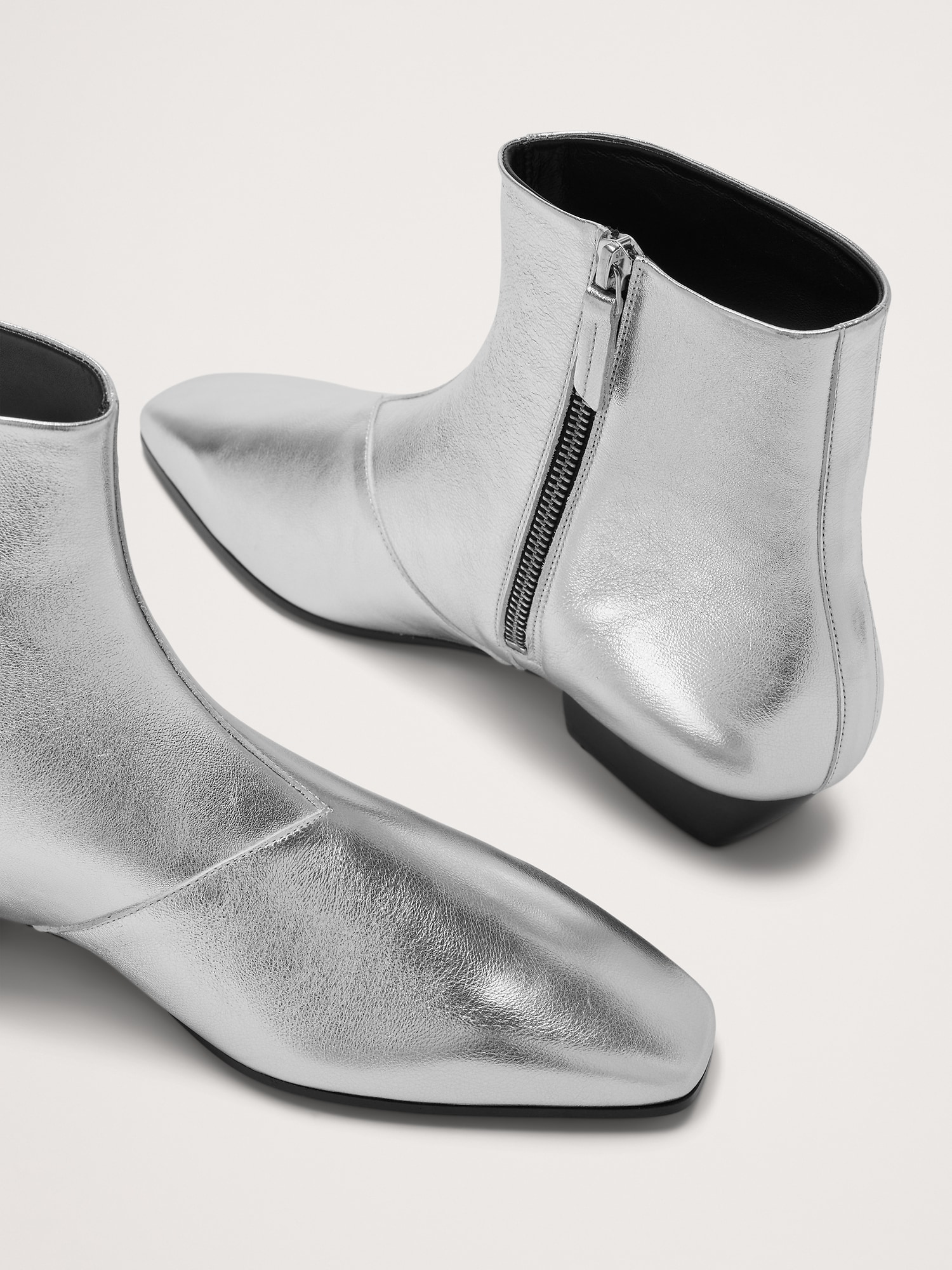 Italian Metallic-Leather Ankle Boot