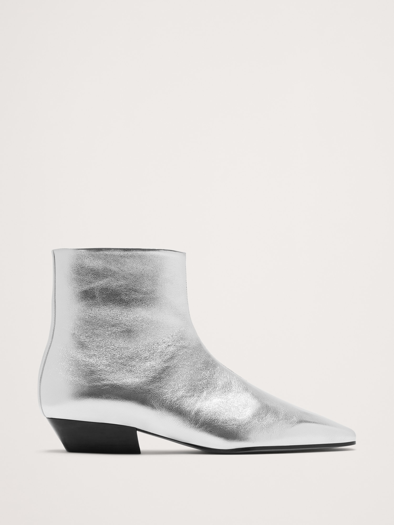 Italian Metallic-Leather Ankle Boot