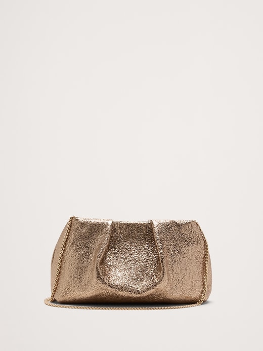 Mini Riviera Metallic Leather Clutch Banana Republic